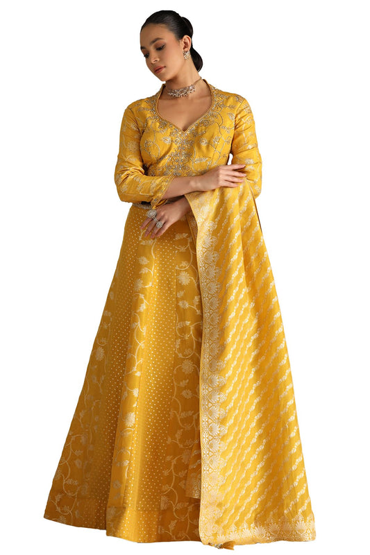 Soch Women's Viscose Lehenga Choli (OWS5CD21806_Yellow_XL)