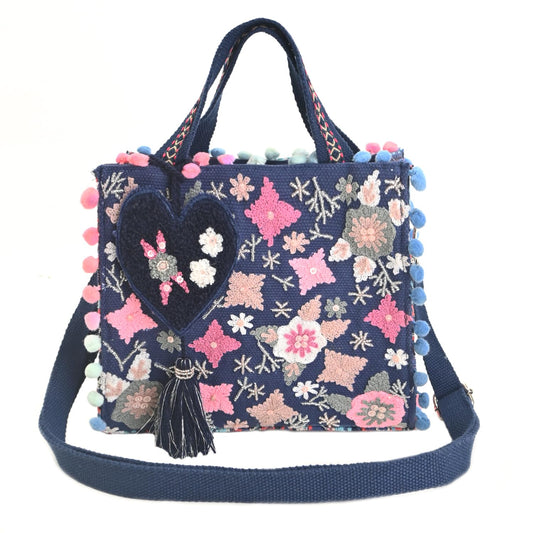 Boho Girl Whimsical Multicolor Jacquard Mini Blush Tote with Adjustable Strap | Wedding Gifts | Handbag For Girls | Birthday Gifts