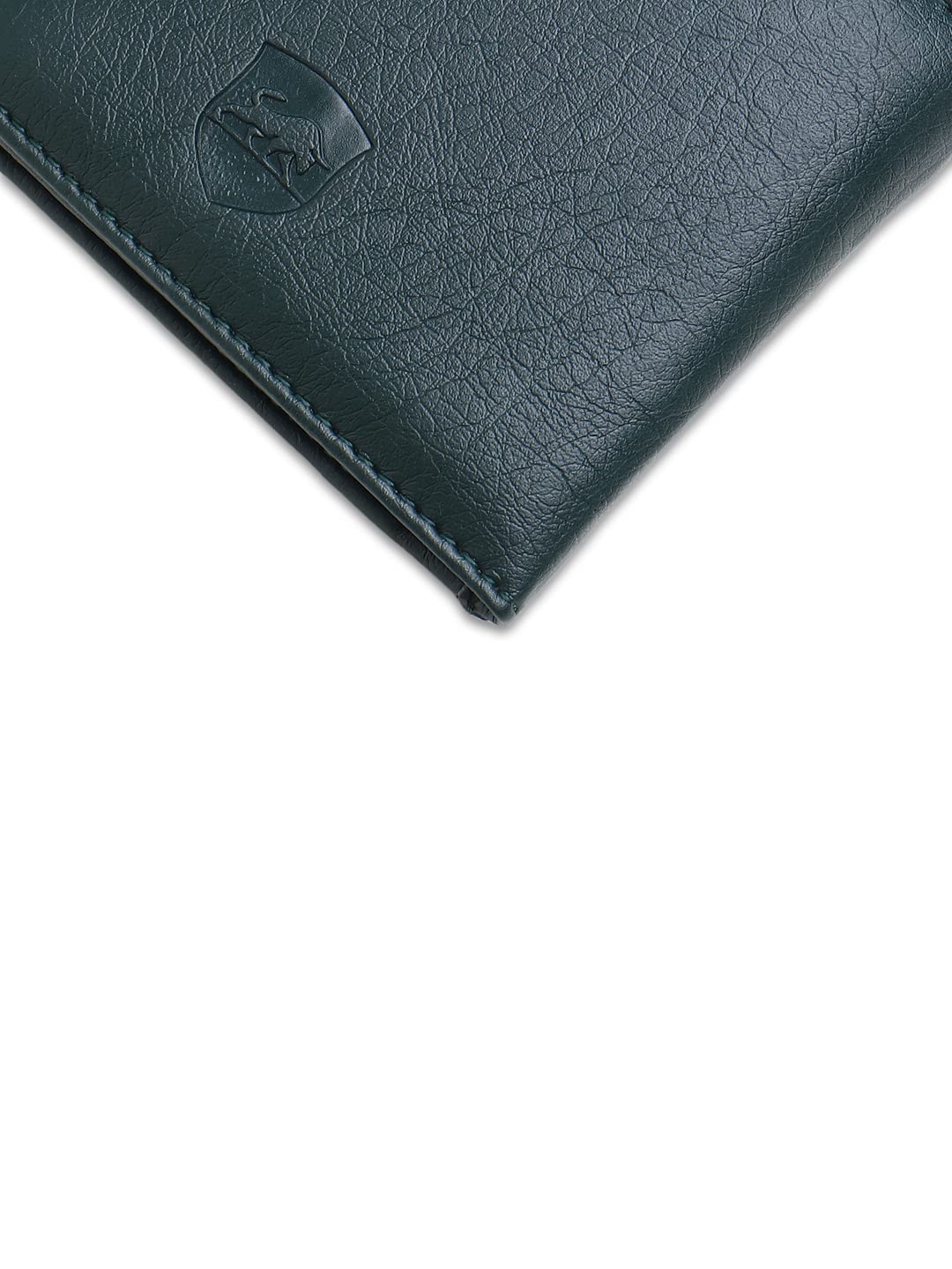 SAMTROH Edge Cut Design Artificial Leather Wallet for Men | 3 Card Slots I 2 Currency & 2 Secret Compartments I 1 Id Card Slot & Coin Pocket (Green)