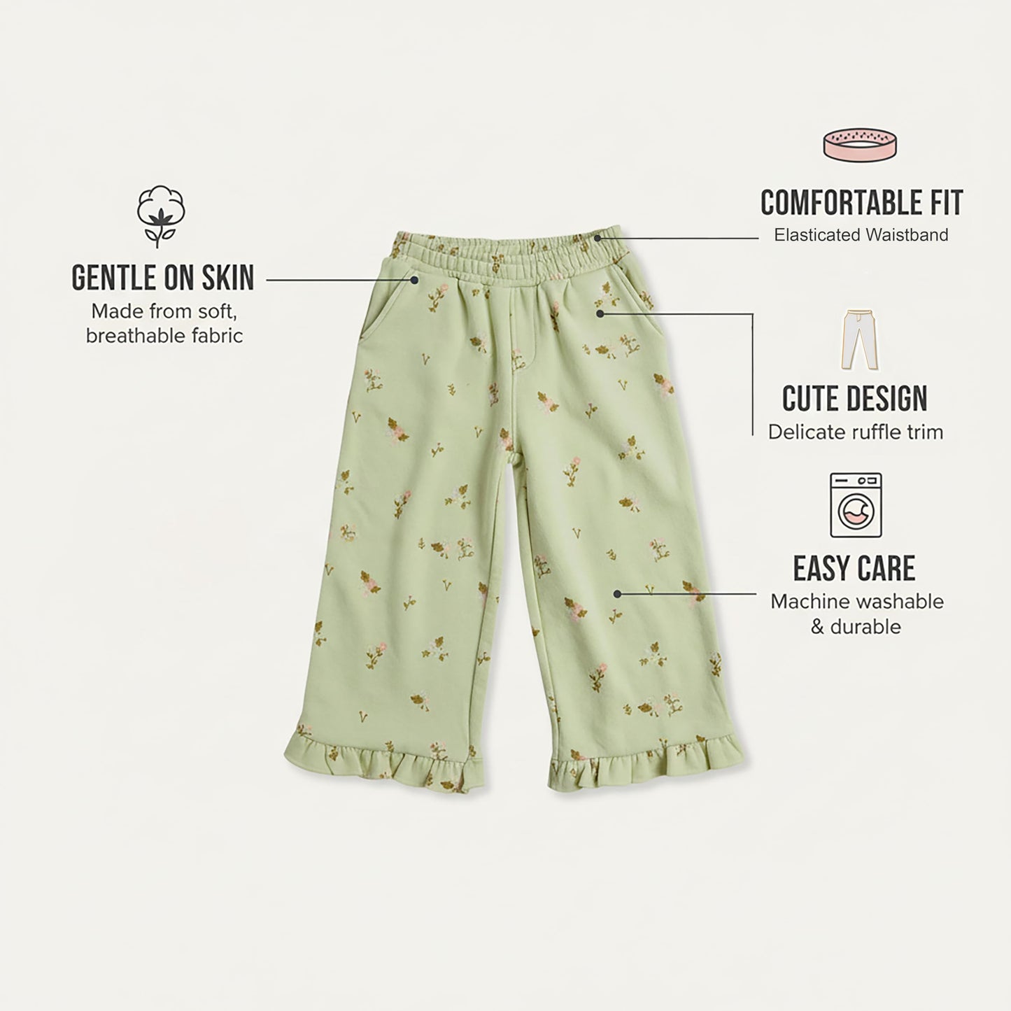 Mothercare Girls Pretty Floristry Printed Trousers - Green