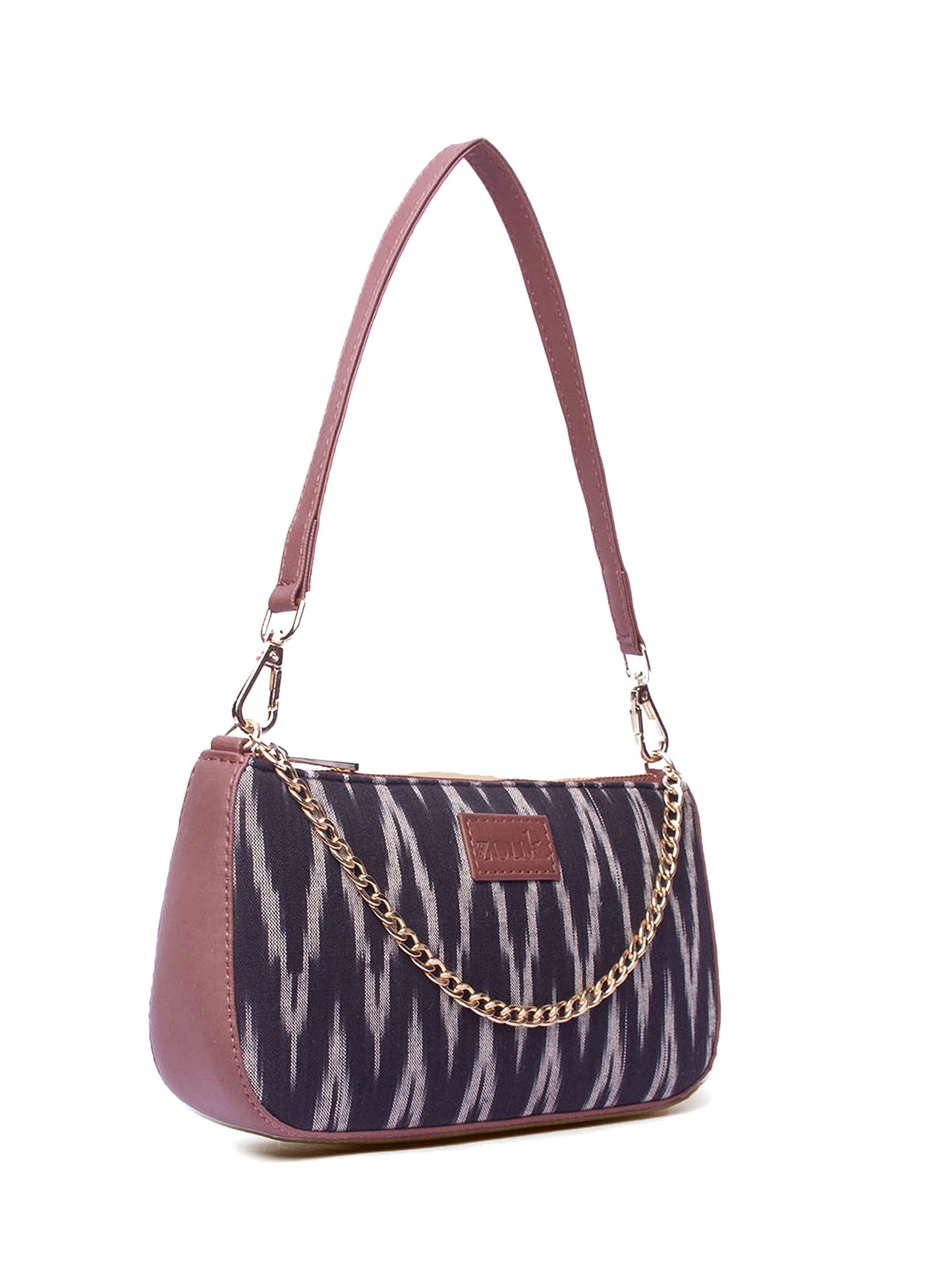 ZOUK Baguette Bag | Crossbody Bags for Women | Women's Handbags | Stylish Sling Bag for Woman | Vegan Leather Evening Bag | Travel & Office Use | Purse and Wallet | Ikat Wave Print