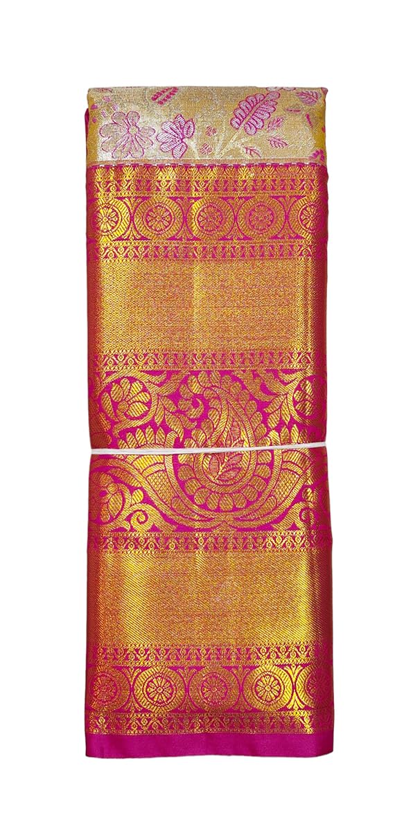 VFCollections Women's Kanchipuram Silk Pure Pattu Sarees With Blouse (VFC533-2)