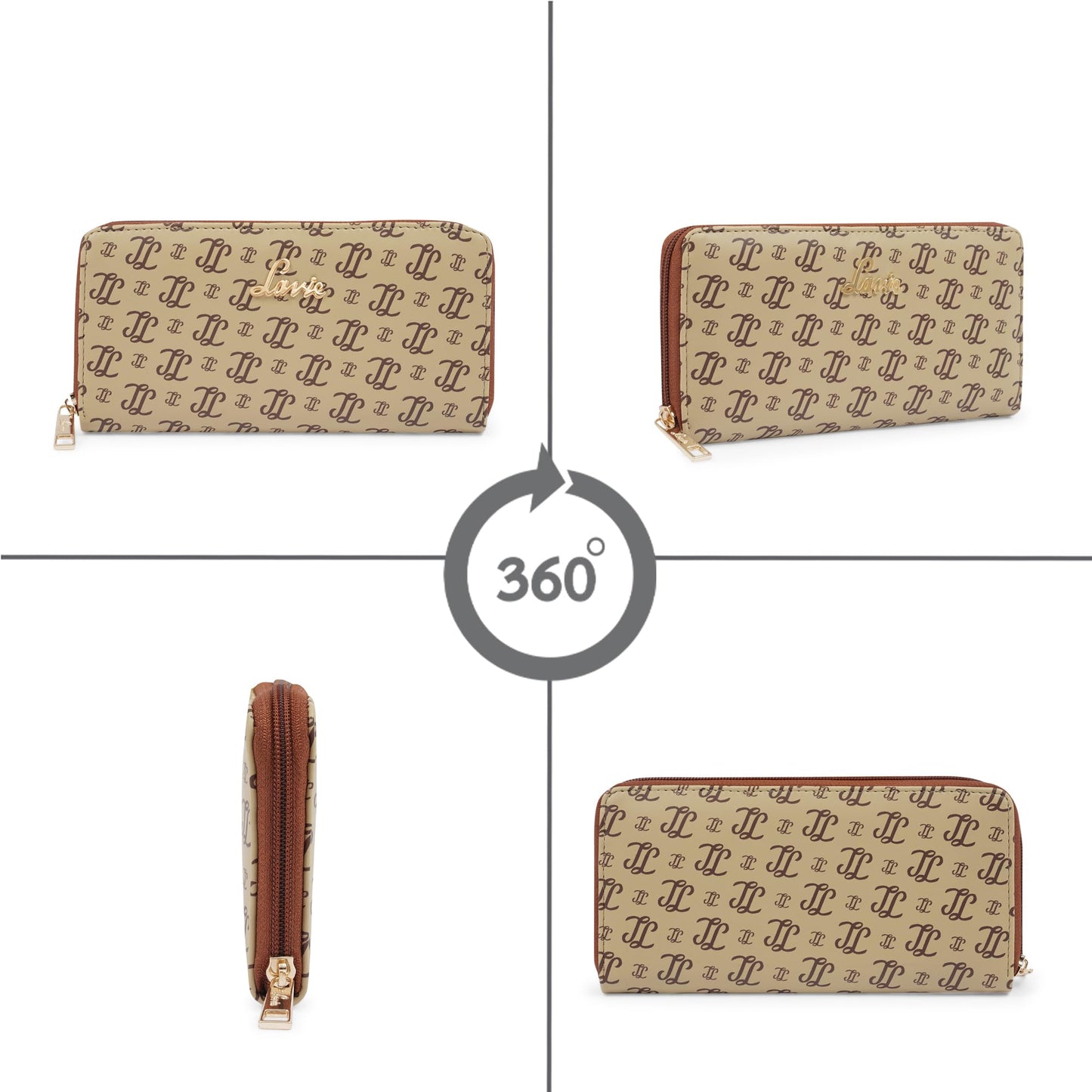 Lavie Women's Sacy Monogram LL Print Large Zip around Wallet | Ladies Purse Handbags