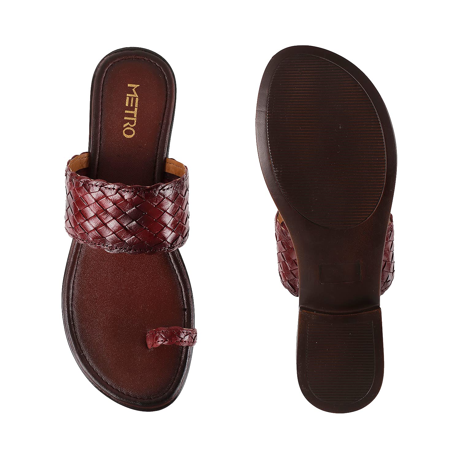 Metro Womens Leather Maron Slip Ons (Maroon) - SaumyasStore