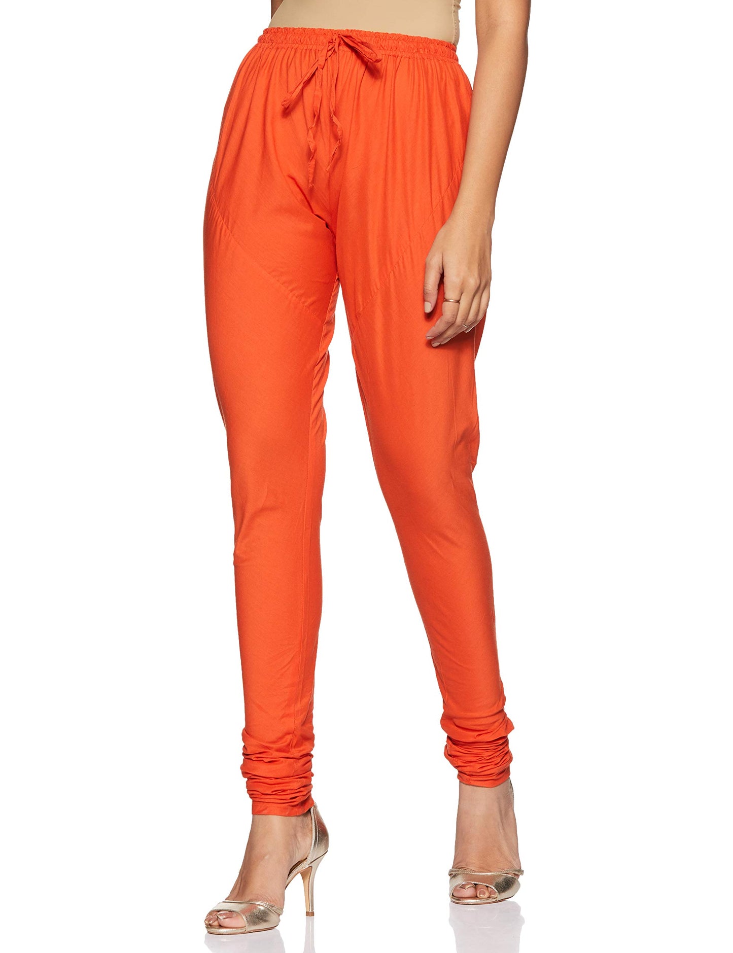 BIBA Women Synthetic YARNDYED FITTED SALWAR KURTA DUPATTA(SKDPRET COL6180_ORANGE_34)