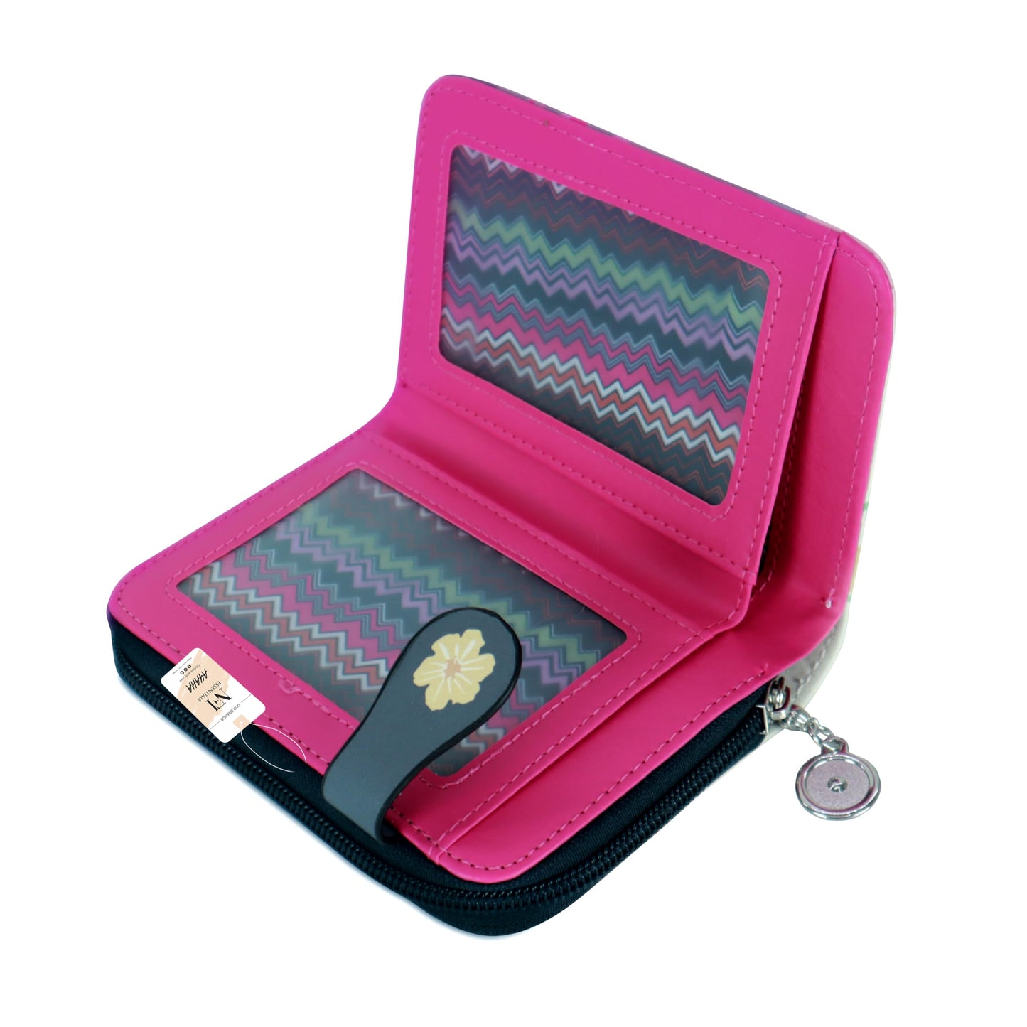 NFI essentials Small Wallet for Women, PU Leather Printed Mini Zipper Wallet for Girls, Credit Card Holder Organizer Coin Purse for Girls