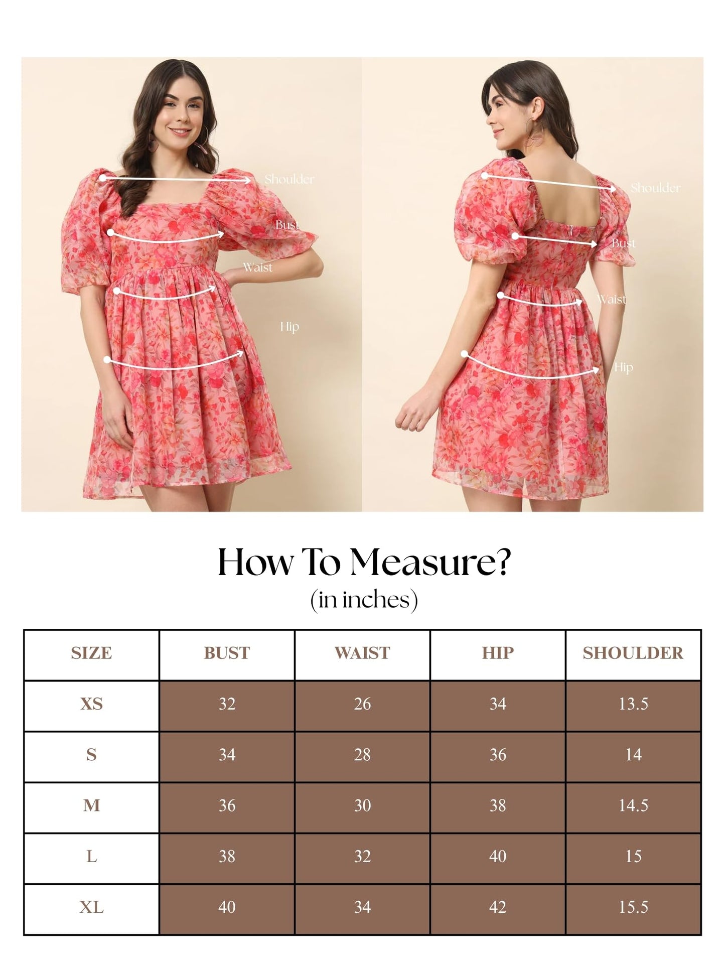 Trend Arrest.ed Women’s Floral Organza Puff Sleeve Mini Dress | Square Neck with Lining | Fit & Flare Western Style for Brunch, Travel & Day Outings (D5366_Pink_XL)