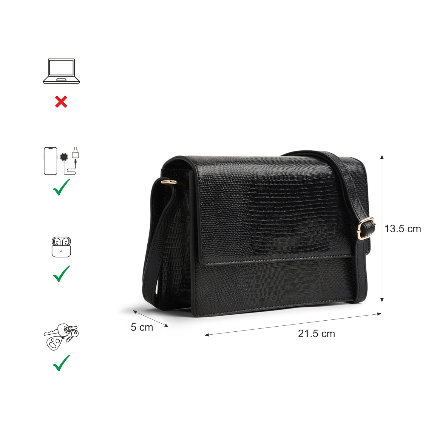 Fastrack Textured Sling Bag for Women, Girls and Ladies | Slings for Casual Carry | Made of Premium Faux Leather