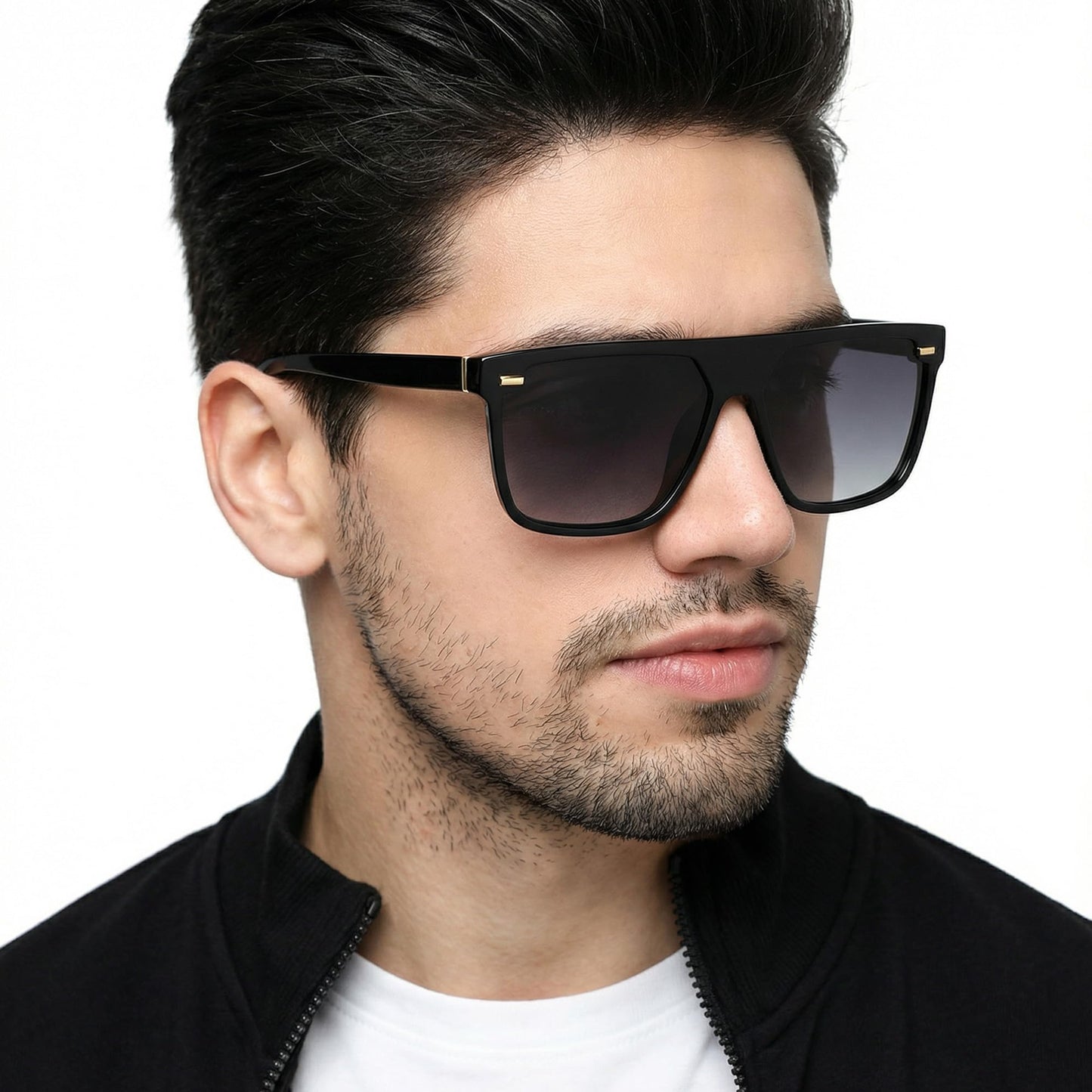 Vincent Chase By Lenskart | Black Full Rim Square| Polarized Stylish Sunglasses | 100% UV Protected | For Men & Women (Large, VC S14088)