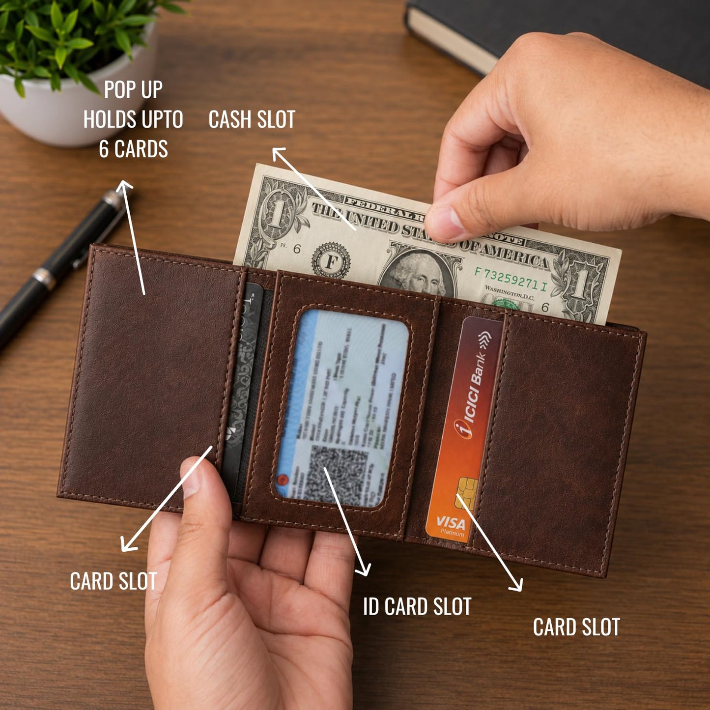 The Bae Gift RFID Protected Wallet | Personalised Gift for Man Custom Name |Pop-up Card Holder | Up to 8 Cards | Credit & Debit Cardholder