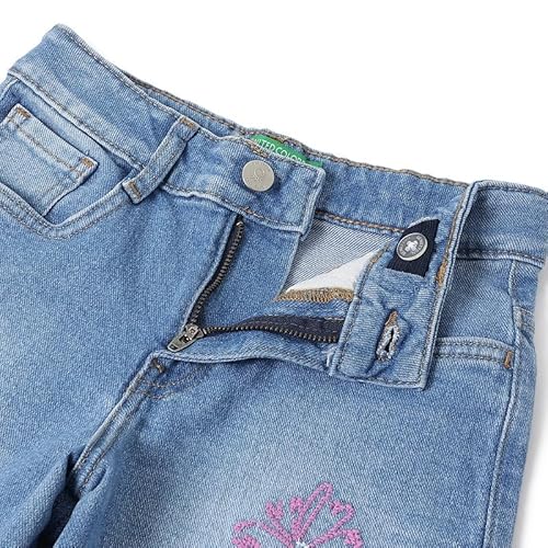 United Colors of Benetton Embroidered Mom Fit Poodle Denim Jeans