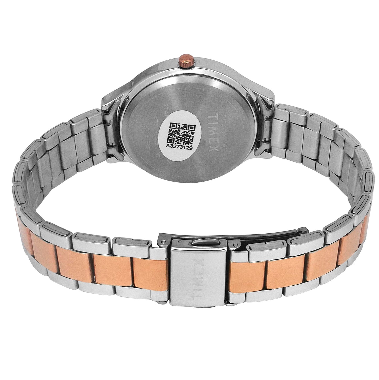 TIMEX Analog Watch for Women with White Round Dial & Two Tone Stainless Steel Bracelet Band Water Resistant Women's Wrist Watches - TWTL121SMU03