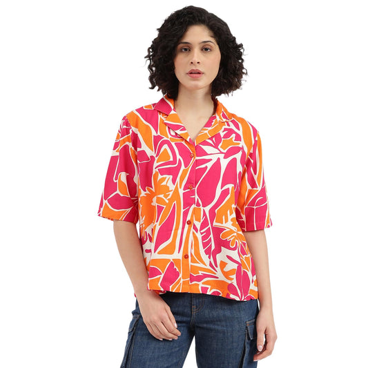United Colors of Benetton Resort Collar Abstract Shirt -25A5WVNTP410I902 (Size : M) Multicolour