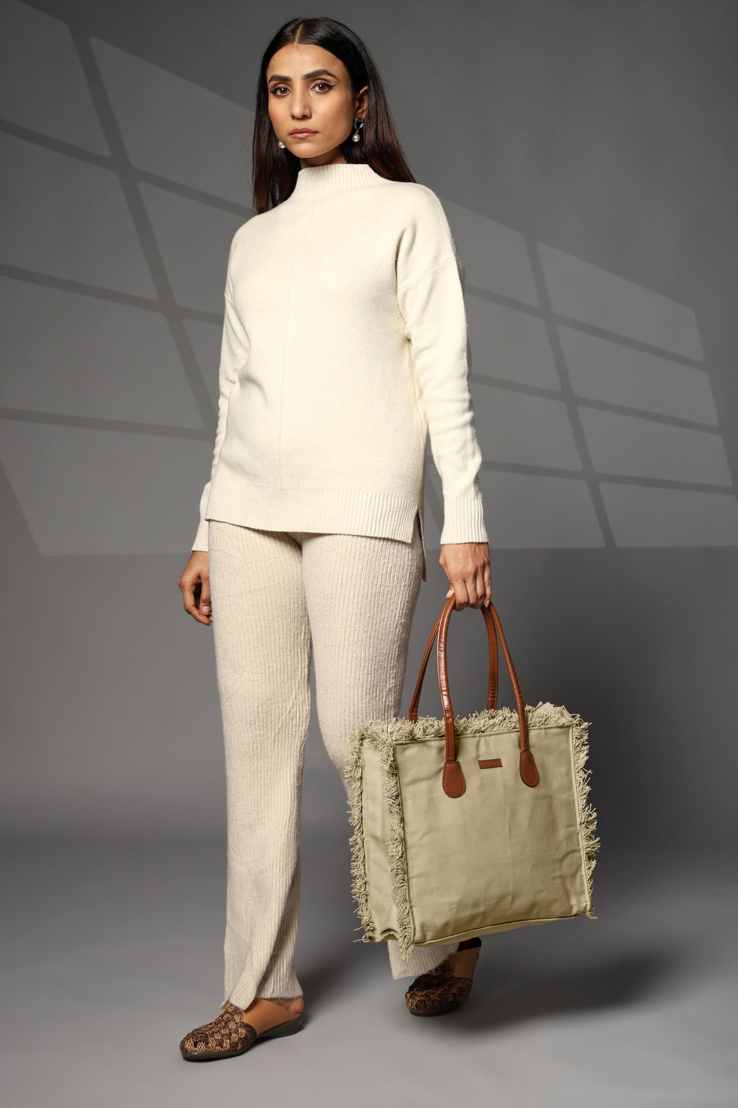 ENSAC Premium Cotton Tote Bag for Women, Stylish Handbag for women with Zip Closure | Fit for Office Bag, College, Travel Use | Handcrafted in India (Cutwork-tote-big) (Mehndi-Green)