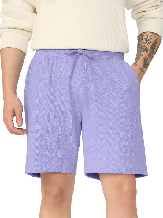 The Souled Store Lounge Shorts: Orchid Men and Boys Drawstringed Cotton Blend Regular Fit Lounge Shorts