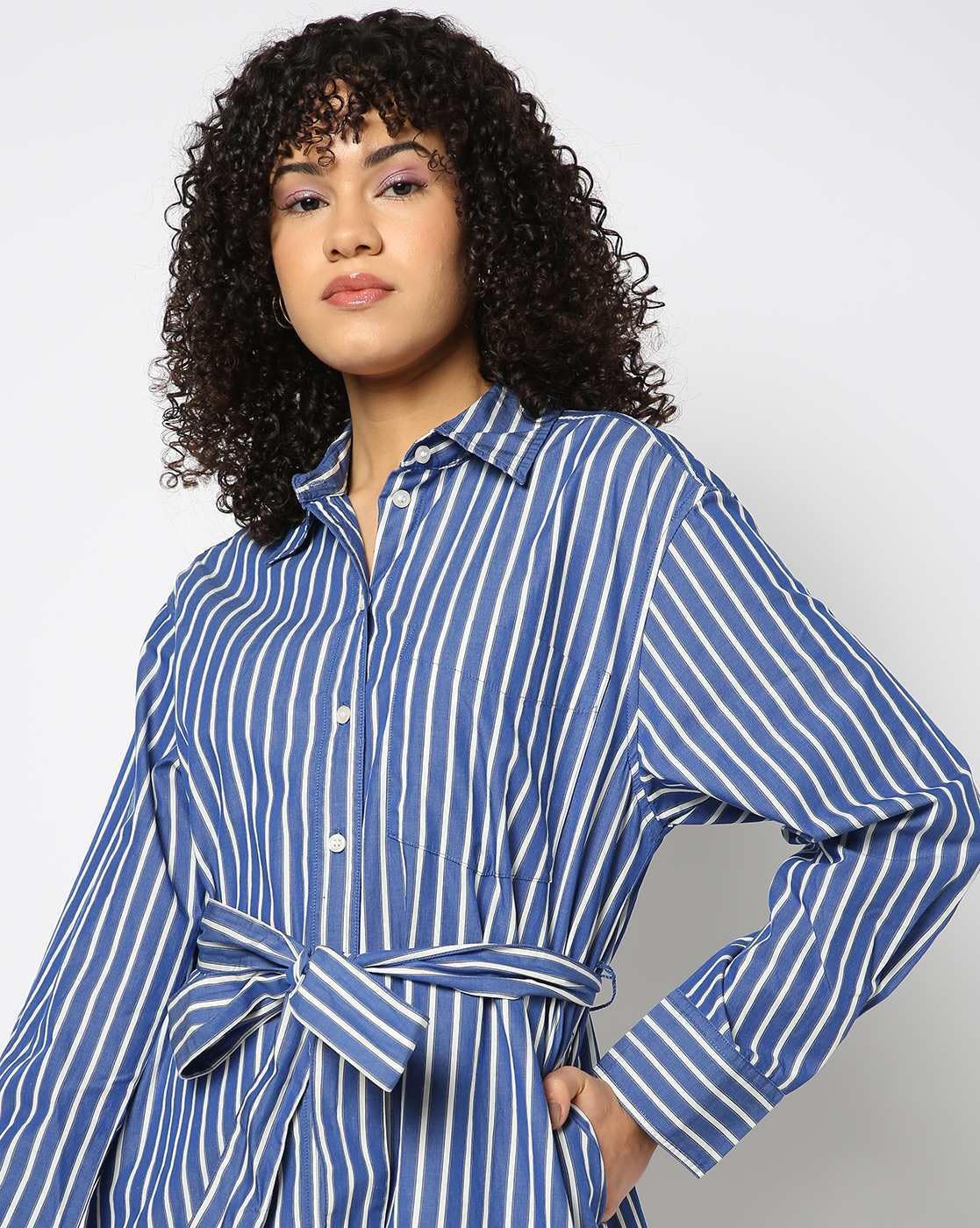 GAP Women's Cotton Shirt Mini Casual Dress (442531452_Blue