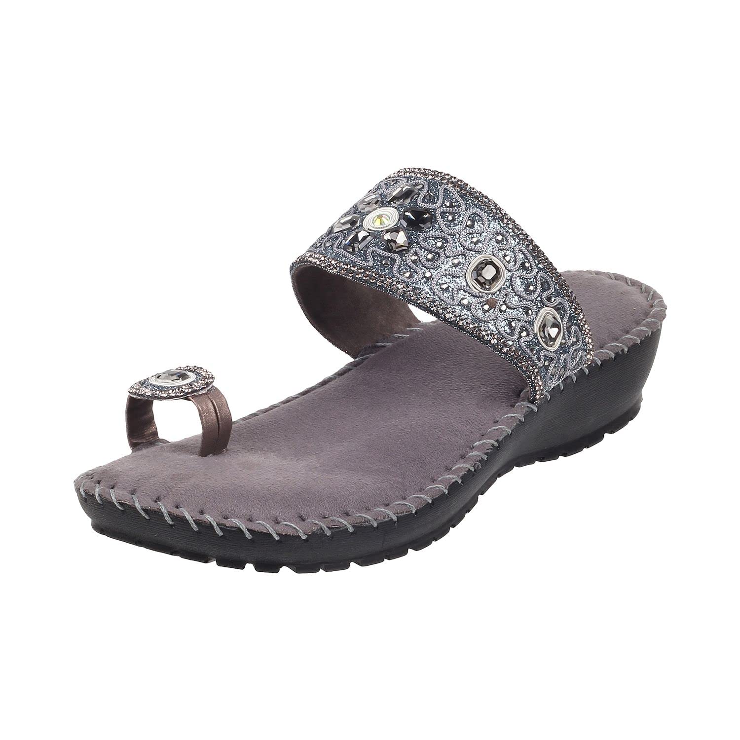 Metro Womens Synthetic Gun Metal Slip Ons - SaumyasStore