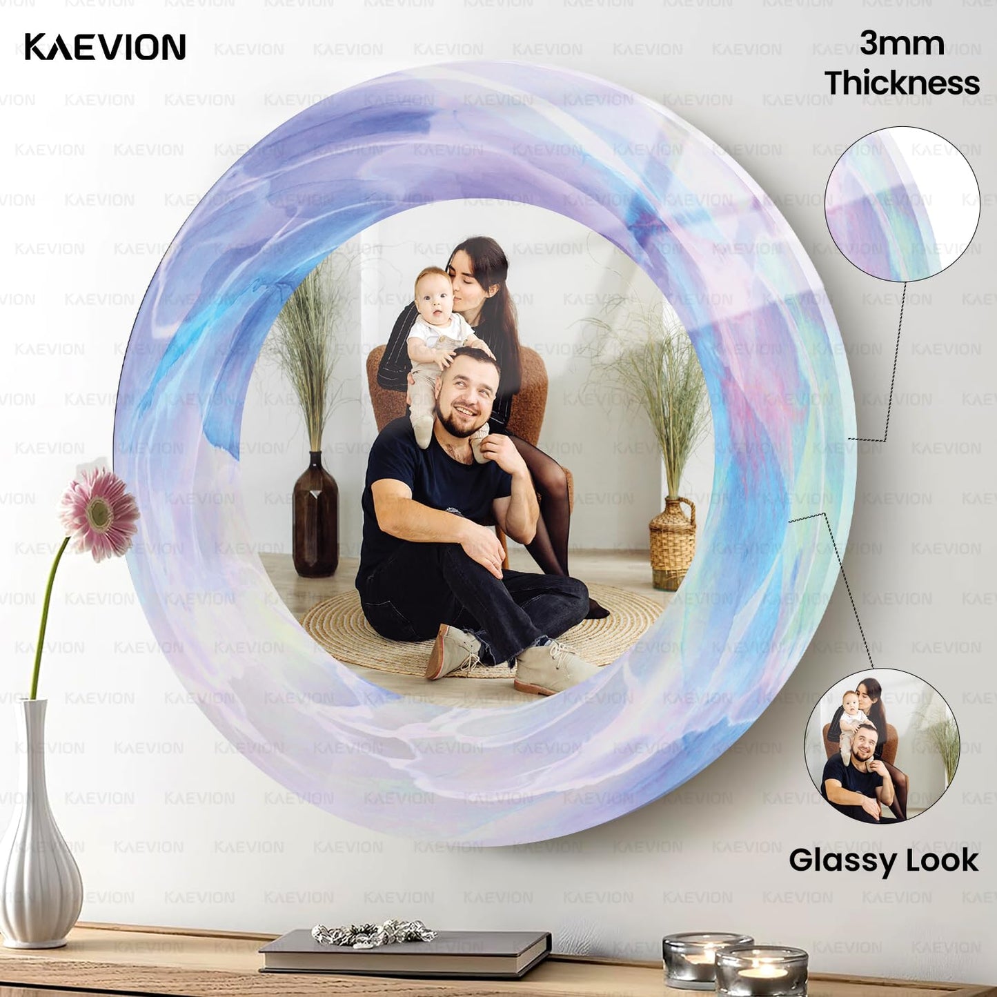 kaevion Customized/Personalized Acrylic Photo Frame| Wall Hanging scratches proof Frame| Memorable Gift for Mother Father Family girls| Home Décor Product on Amazon 10x10 Inch (Thickness 3 MM)