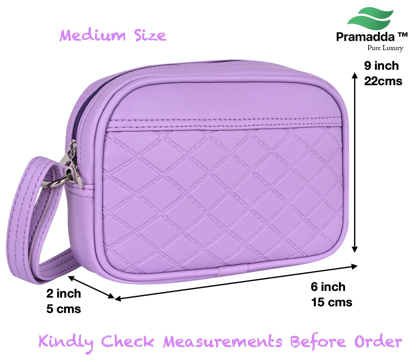 Pramadda Pure Luxury Emboss Faux Leather Sling Bag For Women Stylish | Side Crossbody Shoulder Purse Handbag | Birthday Gift Item Women (Gorgeous Lilac)