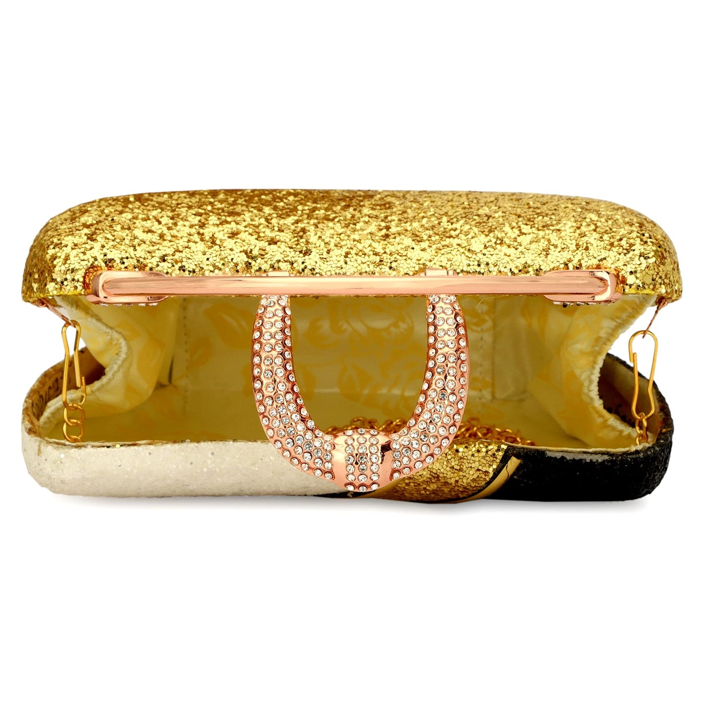 TOOBA Women Handicraft Hand Embroidered Box Clutch Bag Purse for Bridal, Casual, Wedding (BYG Glitter)