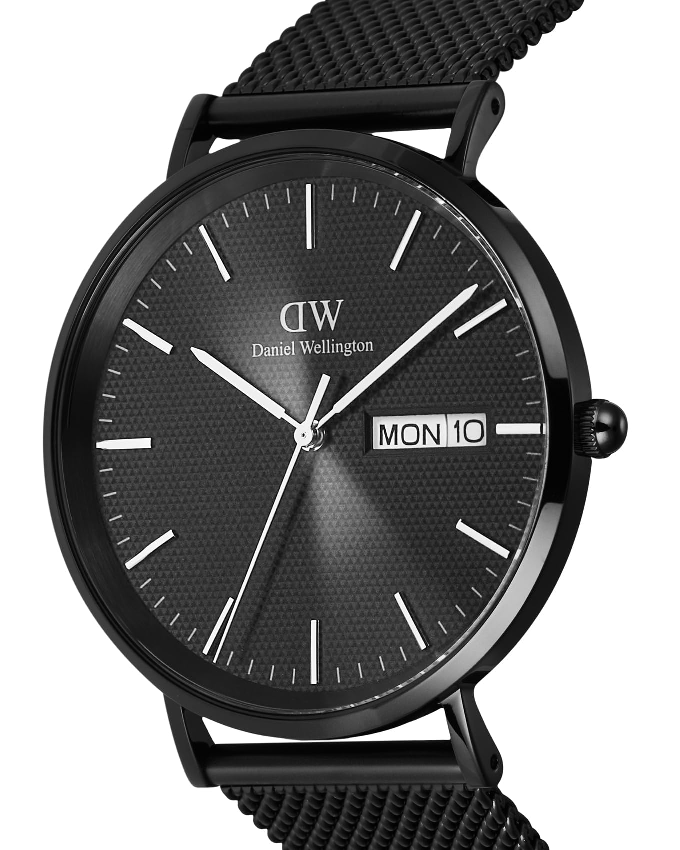 Daniel Wellington Classic Extension Analogue Watch for Man with Black Round Dial & Black Stainless Steel Bracelet Band Water Resistant Men's Wrist Watches - DW00100831K