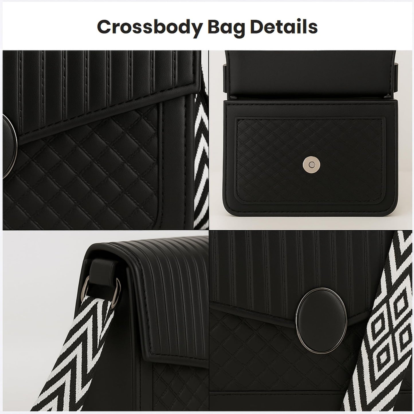 ITALISH Sling Bag For Women Leather Crossbody Small Handbags For Women Girls With Strap (Black Guitar Strap)