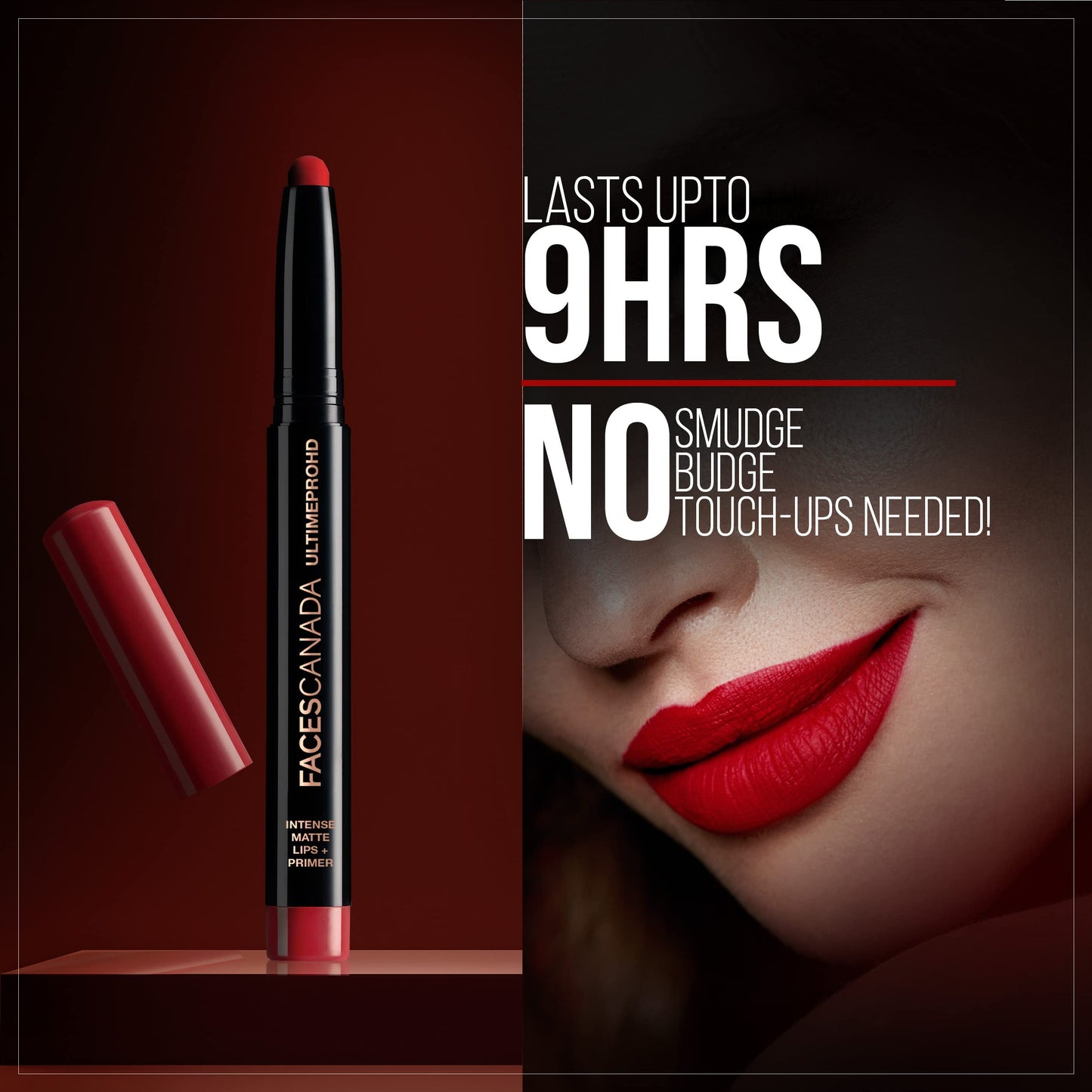 FACES CANADA Ultime Pro HD Intense Matte Lipstick + Primer - Tea Rose (Nude), 1.4g | 9HR Long Stay | Flawless HD Matte Finish | Intense Color | Lightweight | Smooth Glide | Primer Infused