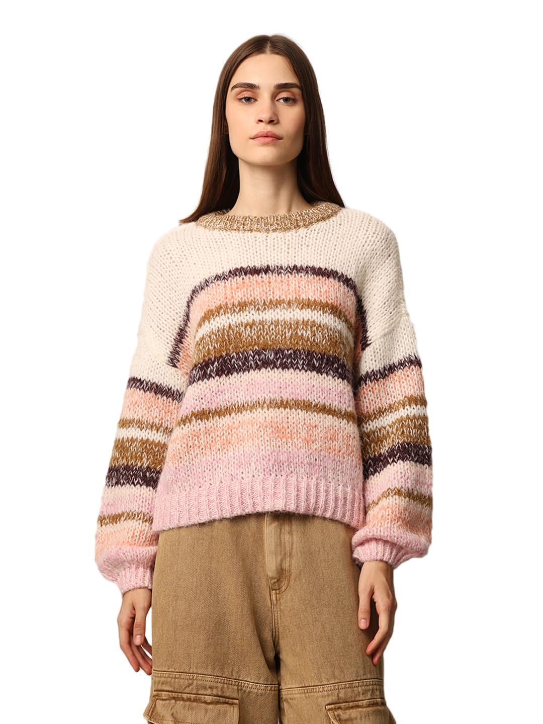 ONLY Women's Regular Fit Multicolor Sweater