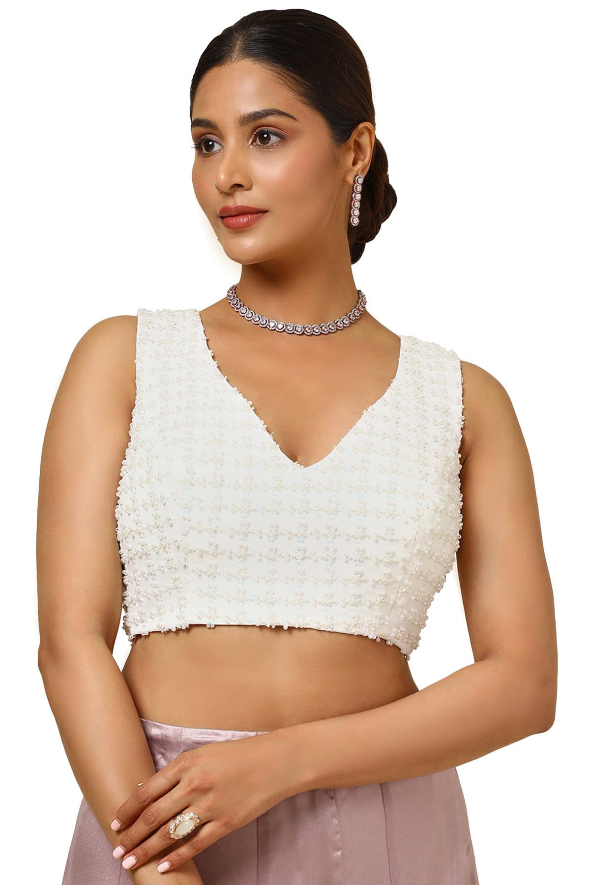 Soch Womens Georgette Padded Blouse with Beads and Stones