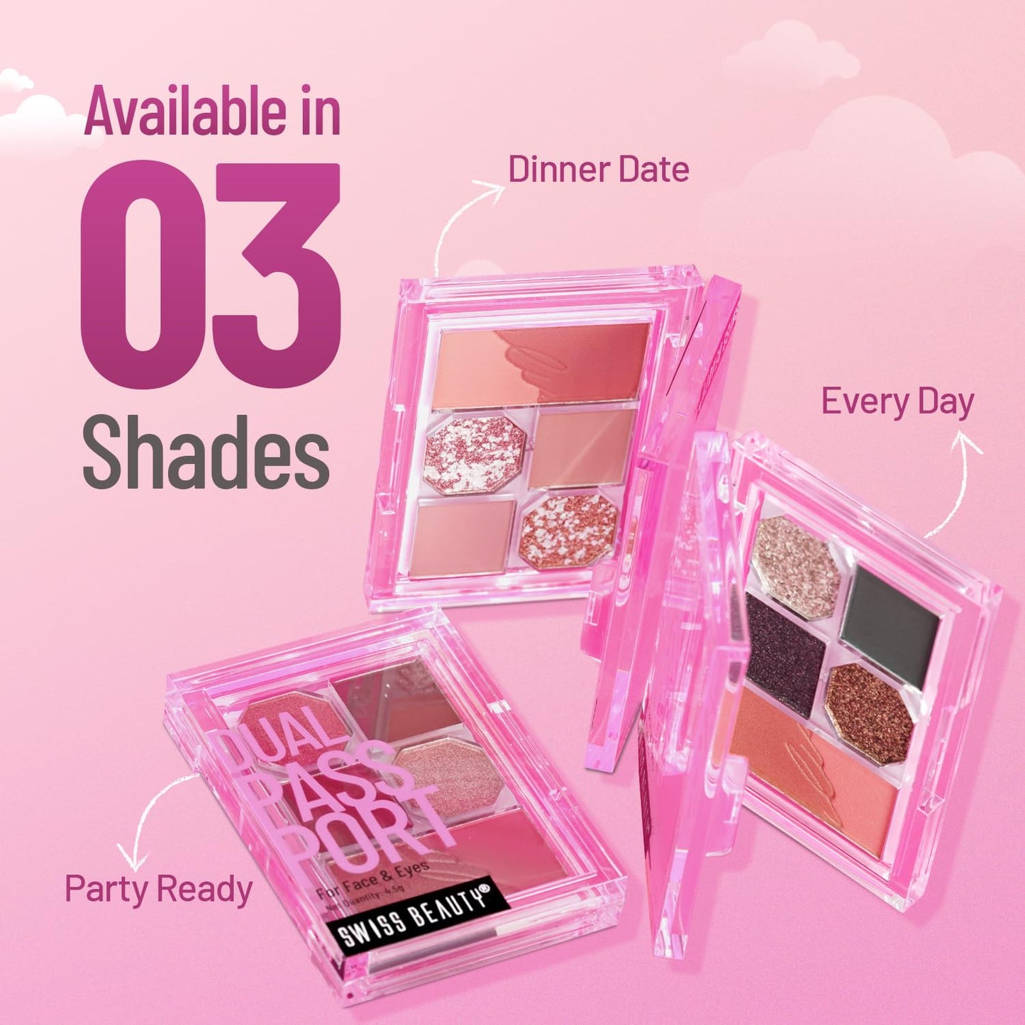 Swiss Beauty Face and Eye Dual Passport Palette | Eyeshadow + Blusher Palette | Combination of Mattes and Shimmers | Compact and Travel Friendly makeup kit | Shade- Everyday, 4.5g
