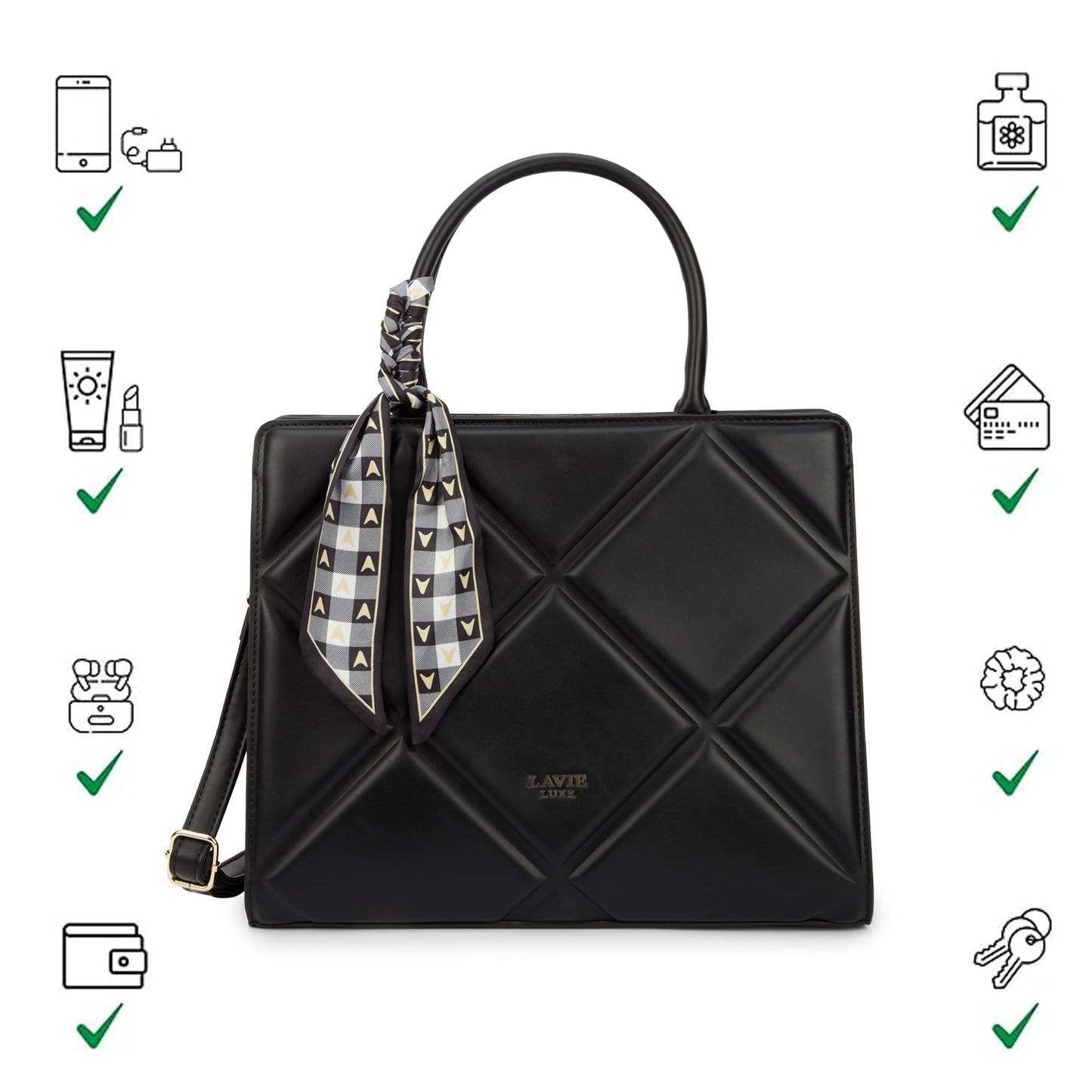 Lavie Luxe Women's Quare Large Satchel Bag | Satchel Handbag for Work | Ladies Purse | Stylish Shoulder Bag | Gift for Women