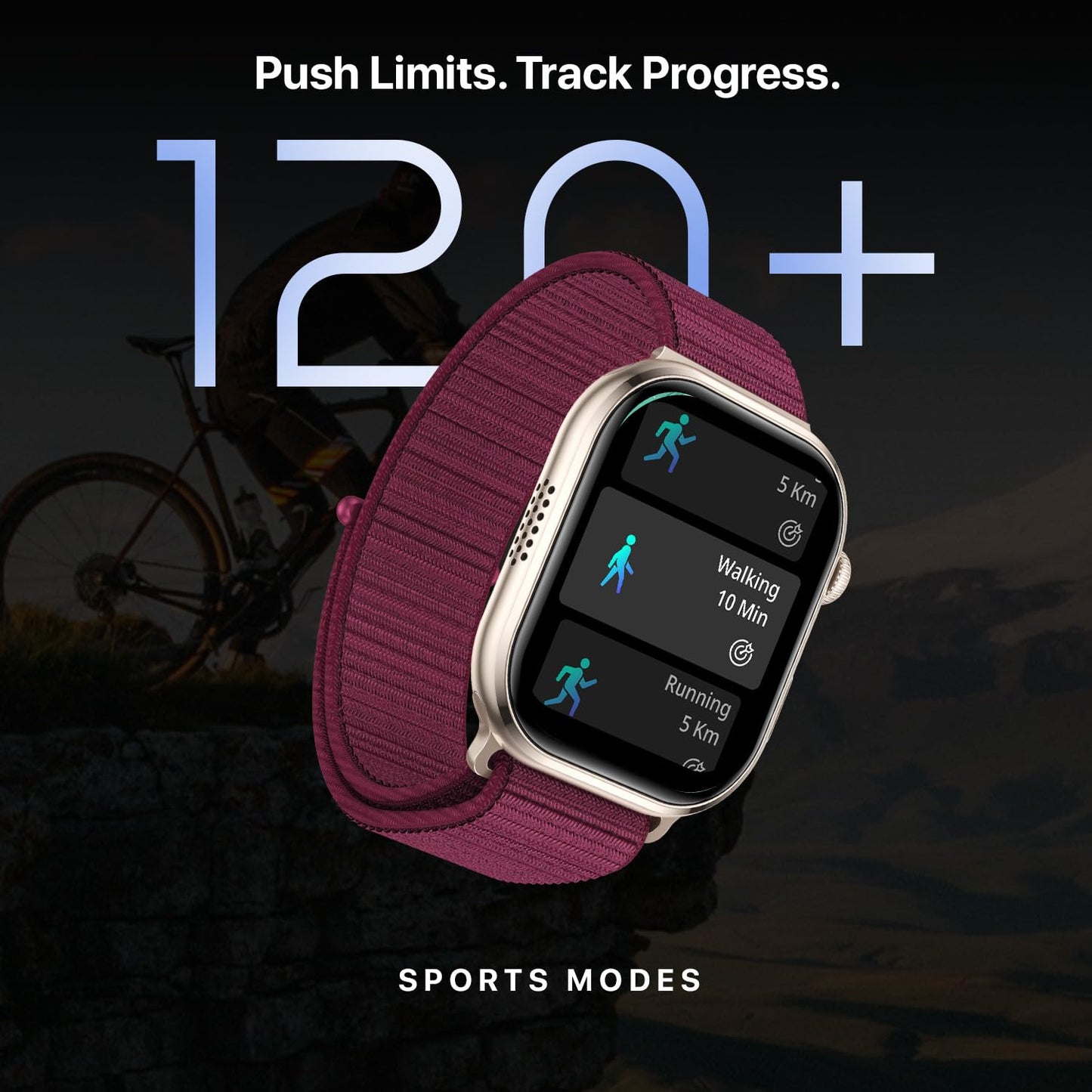 Fire-Boltt Brillia Pro Smart Watch with 51.3mm (2.02 inch) AMOLED Display, Bluetooth Calling, SpO2, Heart Rate Monitoring, 120+ Sports Modes, IP67 Waterproof, Long Battery Life, Nylon Strap (Wine)