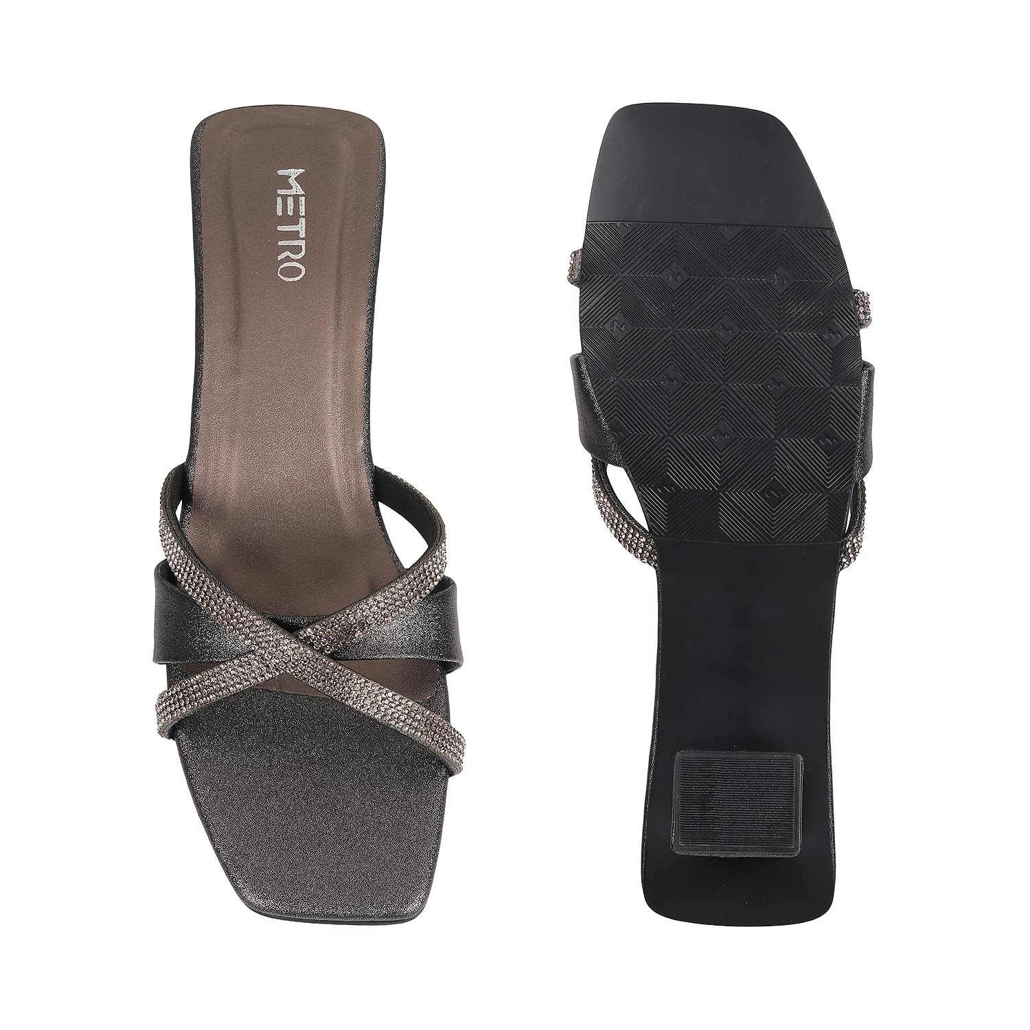 Metro Womens Synthetic Gun Metal Slip Ons - SaumyasStore