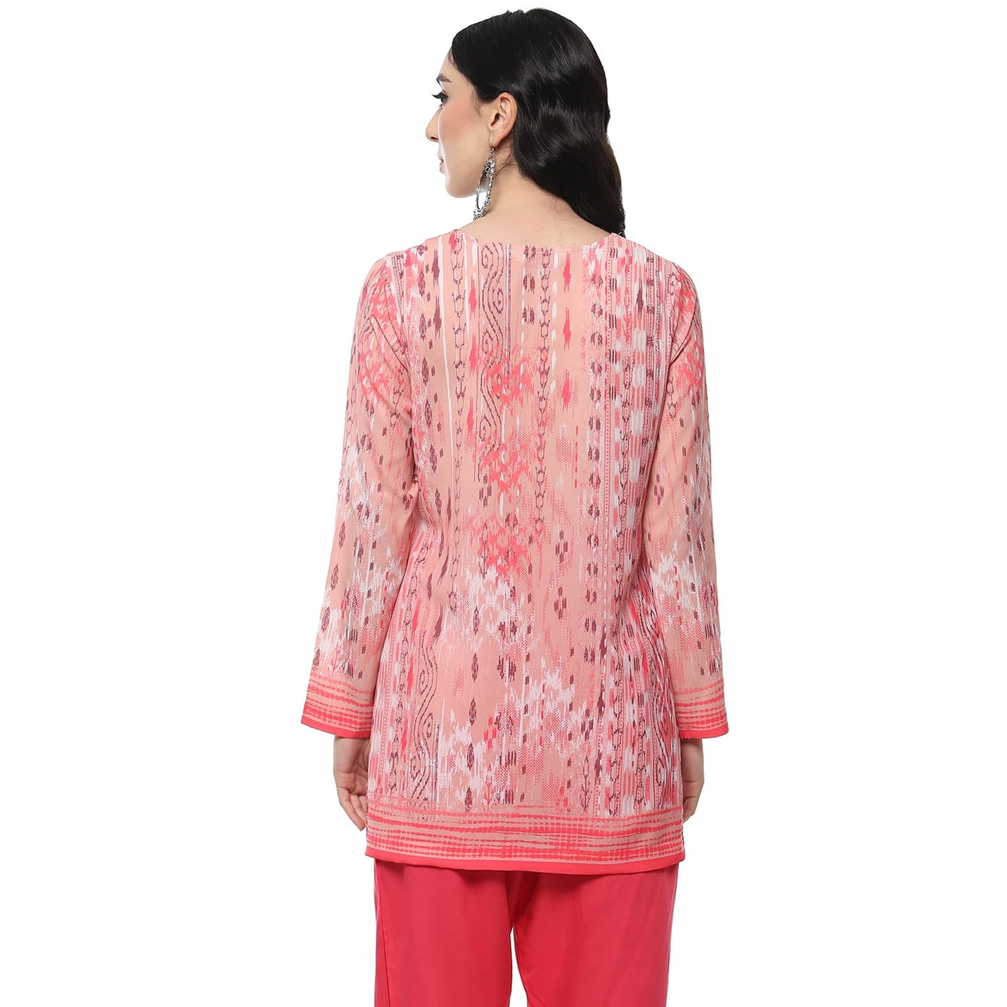 BIBA Women Printed Straight Mix and Match(Crepe KURTI20370_Pink_34)