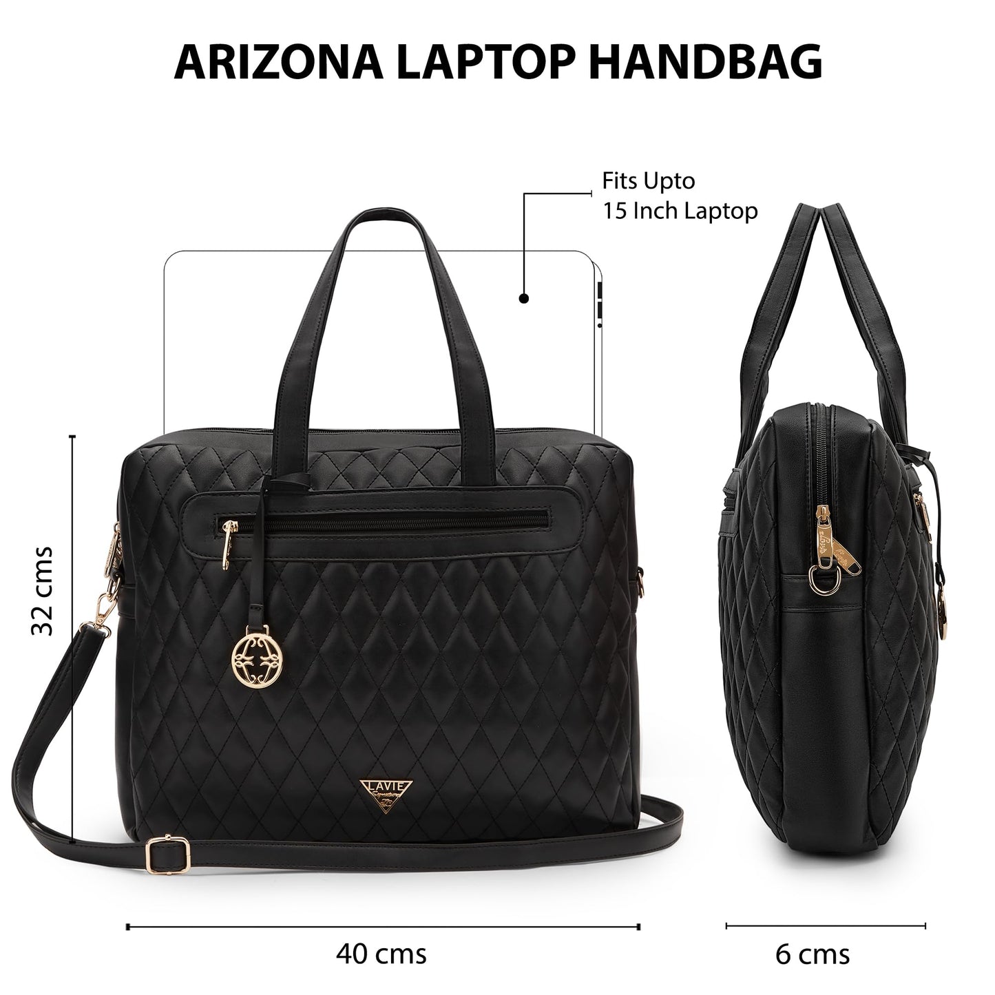 Lavie Signature Arizona Women's Laptop Handbag for Women | Fits Upto 15 Inch Laptop | Laptop Bag for Work | Ladies purse | Stylish Shoulder Bag | Gift For Women