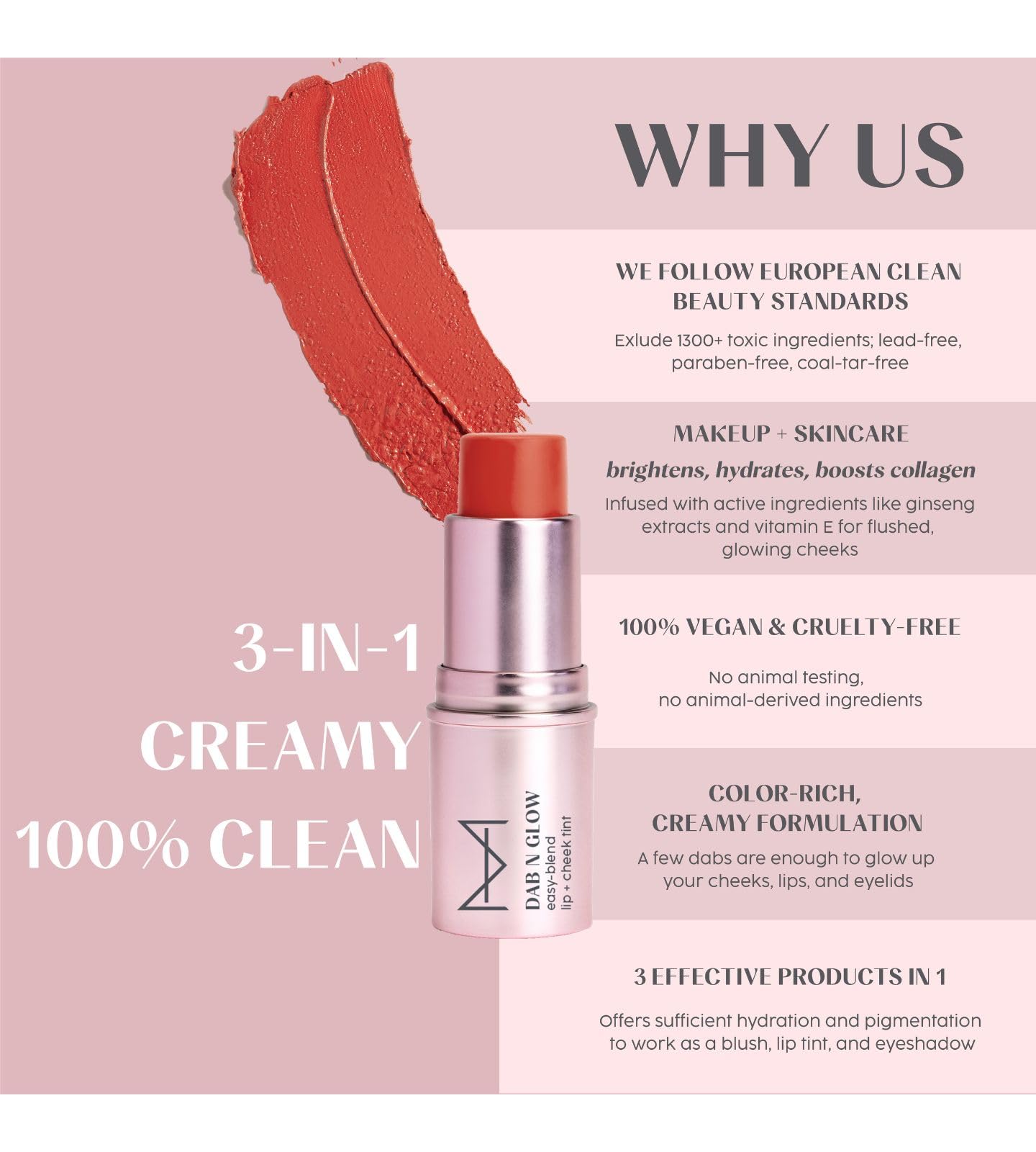 House of Makeup Dab N Glow Lip and Cheek Tint | Pigmented Blusher for Face Makeup | Creamy, Easy-Blend Multi-Use Tint for Women & All | 8 gms | Peach Cobbler