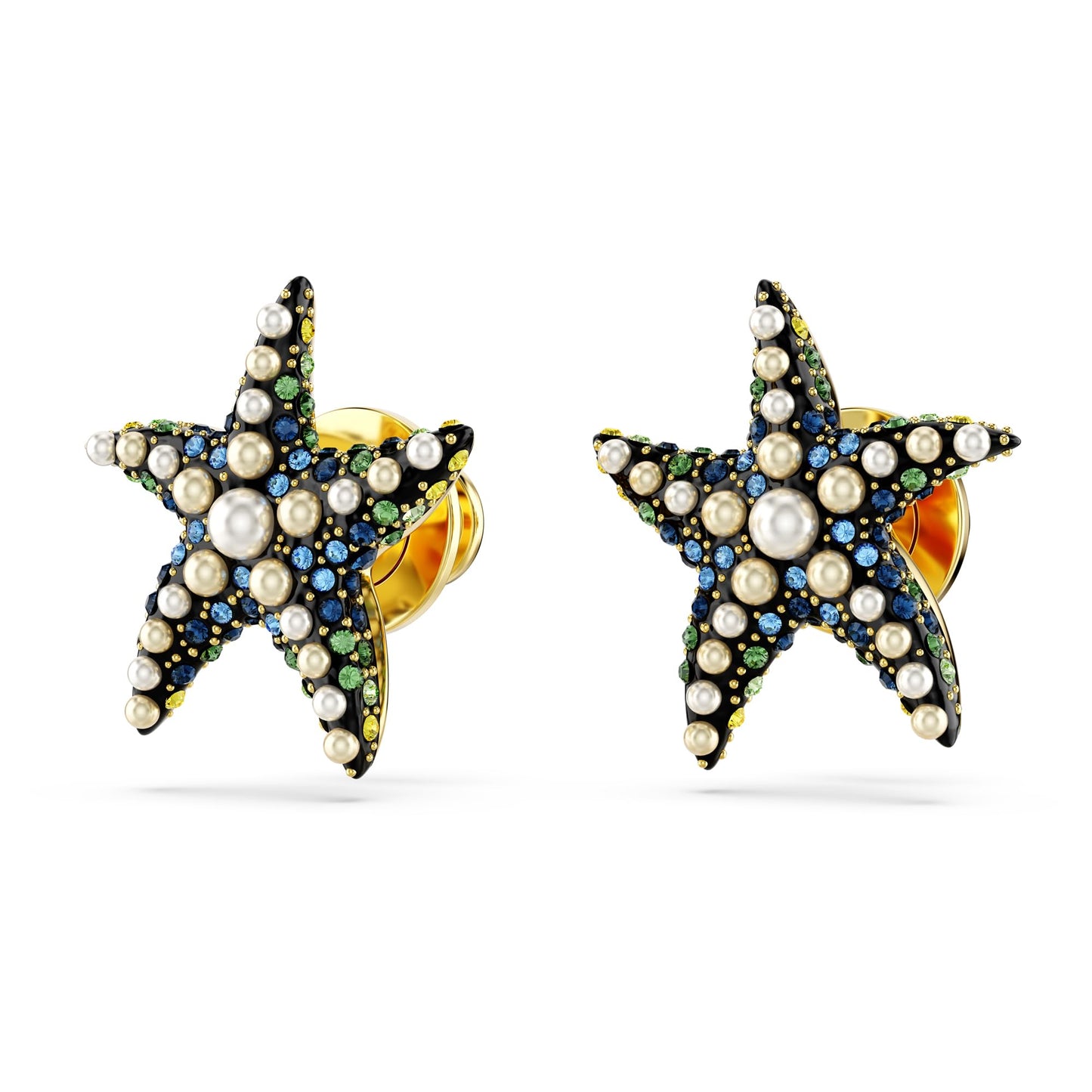 Swarovski Idyllia stud earrings, Starfish, Small, Multicolored, Gold-tone plated