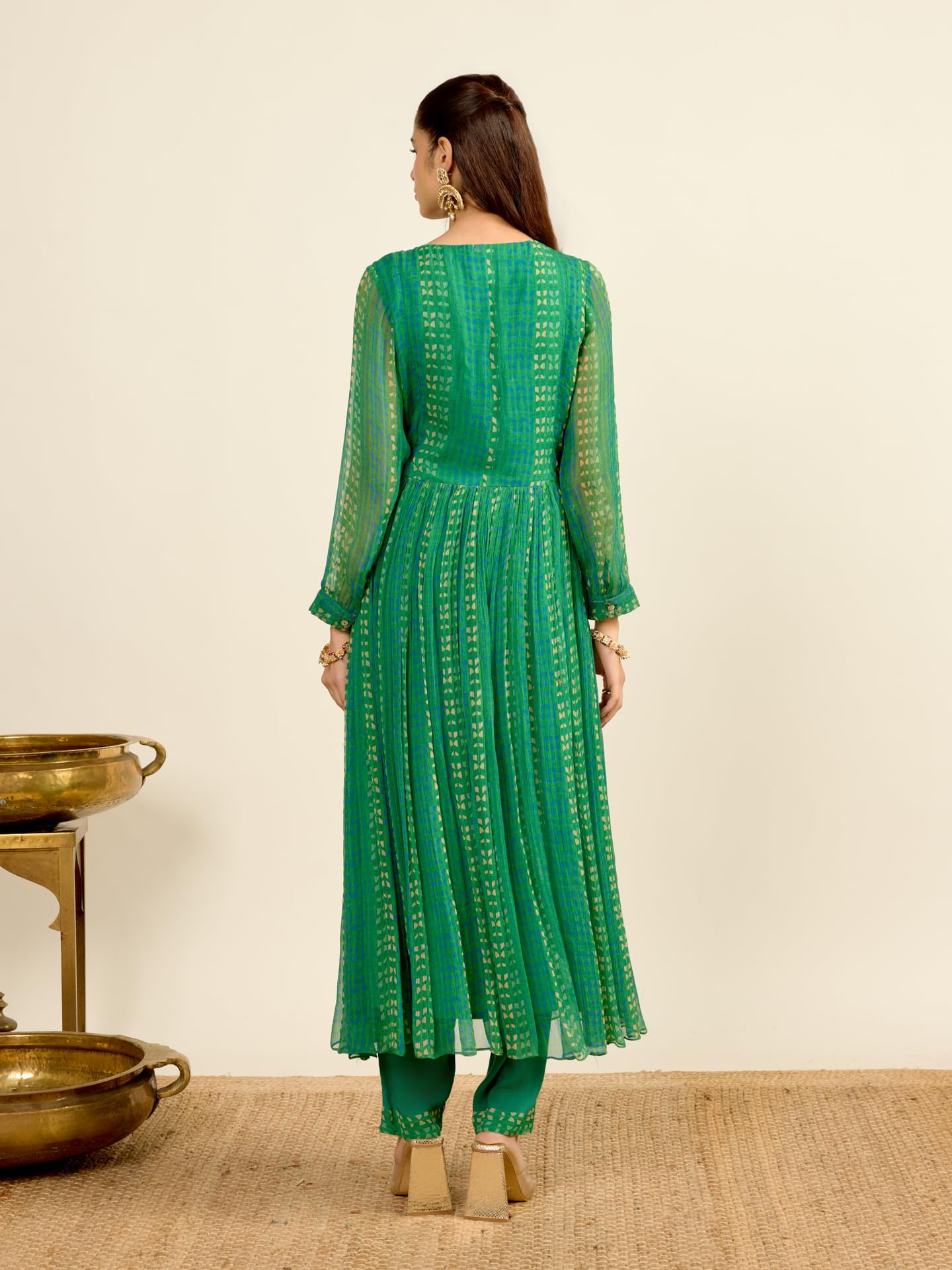 Aarke Ritu Kumar Green Mia Kurta With Pant And Dupatta