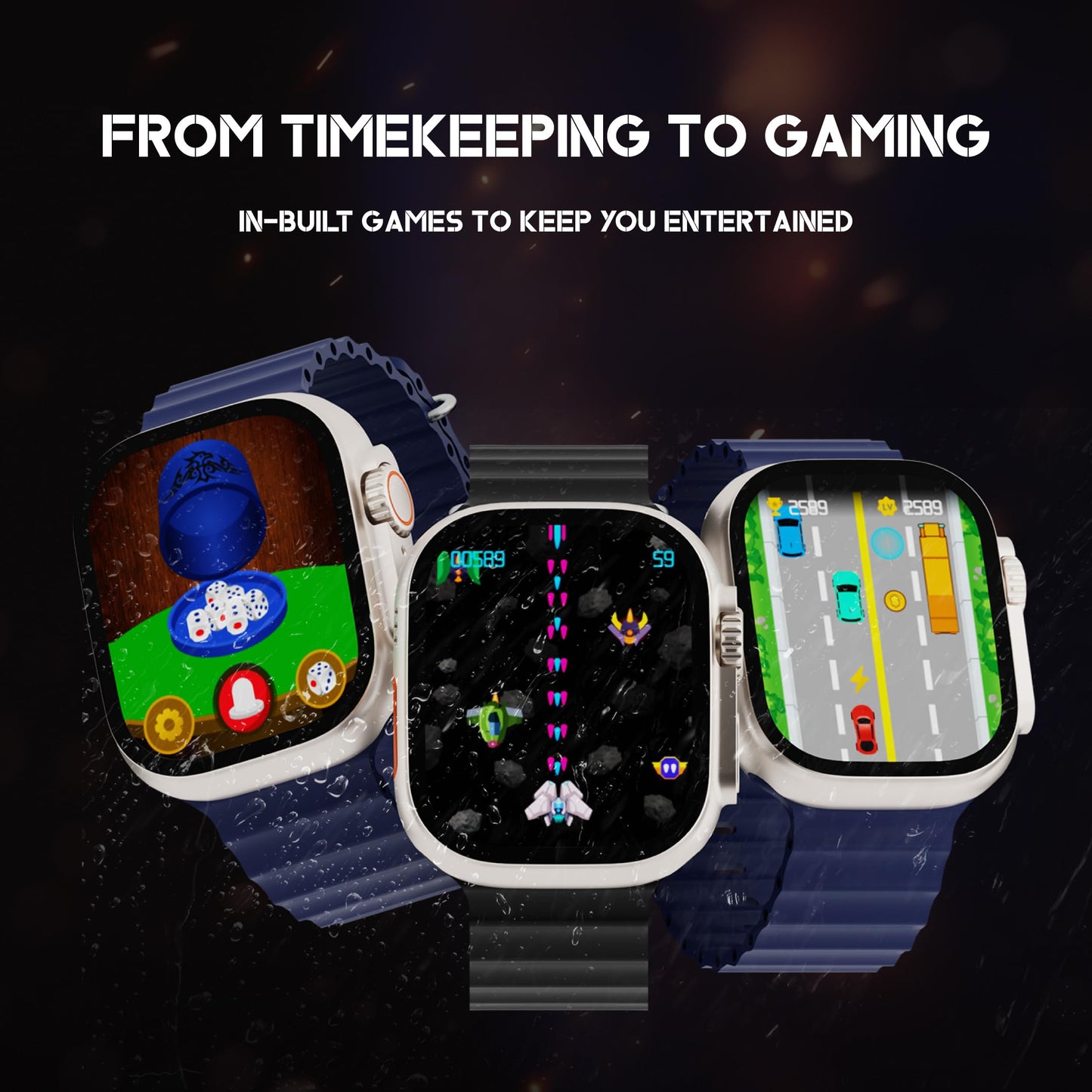 (Refurbished) HAMMER Active 2.0 1.95" Display Bluetooth Calling Smart Watch with Metal Body, in-Built Games, Wireless Charging, AOD, 600 NITS Brightness (Black)