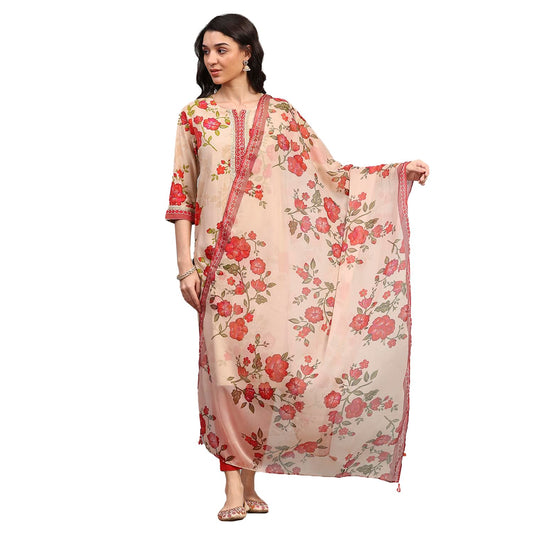 Rangriti Women Gold Polyester Printed Dupatta_FREE SIZE
