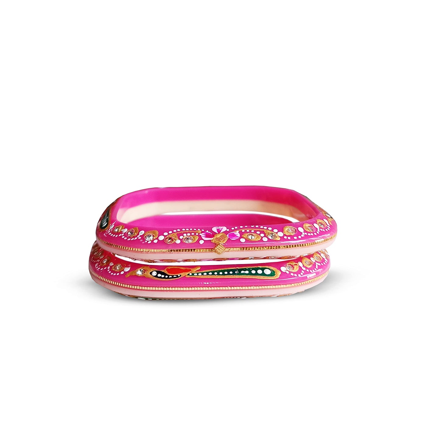 Sahajanand Ornaments Ltd Sahajanand Ornaments Chudi | Bangles | Thanksgiving | Gift for Loved-one | Set of 2 | All Occasions | Dailywear Shining Warrantee (20 K Gold with Certificate (Red, 2.6)