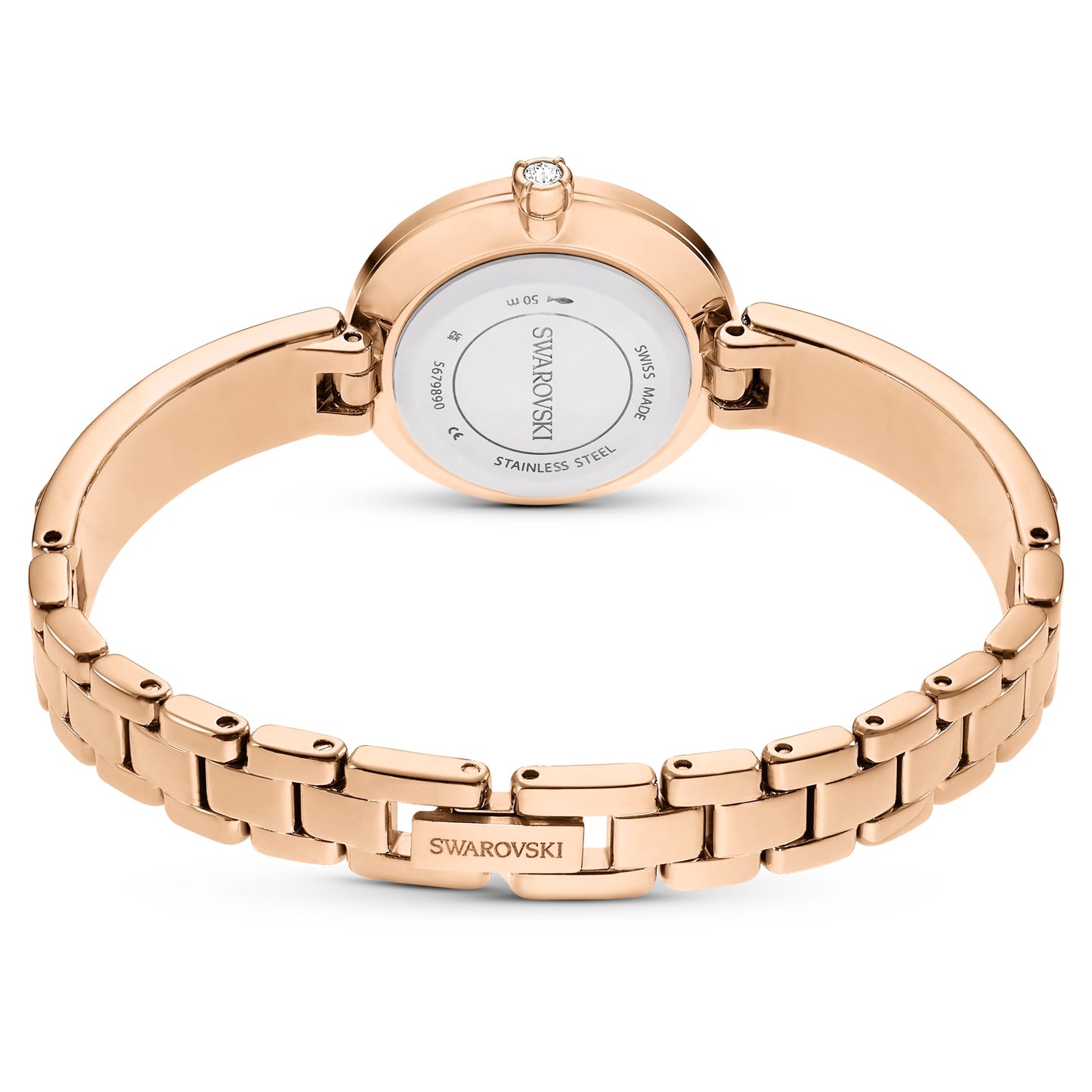Swarovski Matrix Bangle Watch – Swiss Made, Crystal Bracelet, Pink, Rose Gold-Tone Finish, Elegant Women’s Timepiece
