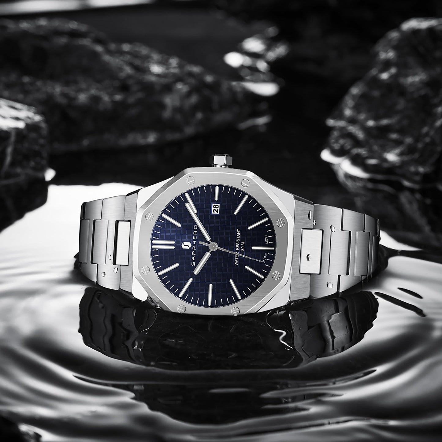 Sapphero Mens Watches Quartz Movement Chronograph Leather Strap Fashion Business Sport Design 30M Waterproof Scratch Resistant Elegant Gifts for Men