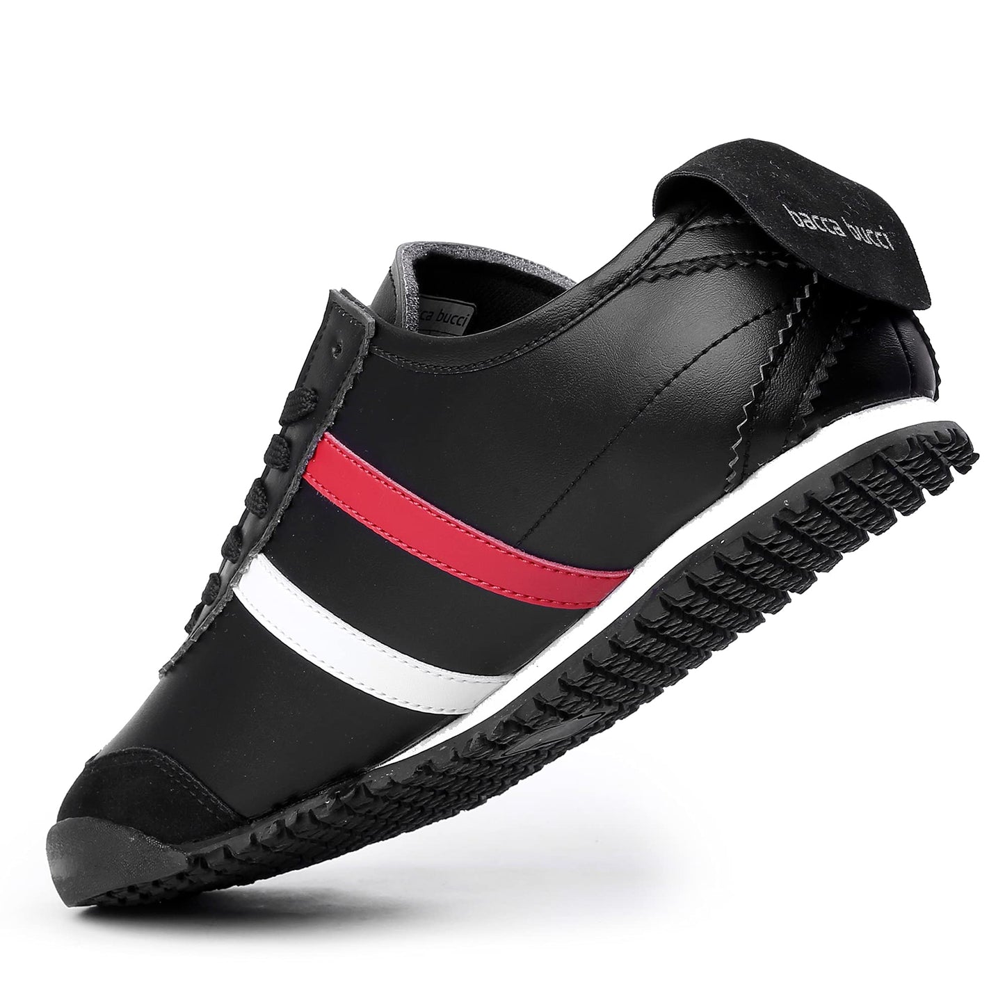 Bacca Bucci® Men Black Casual Shoes with Non Slip Canvas Rubber Sole for All Day wear- Black, Size UK6