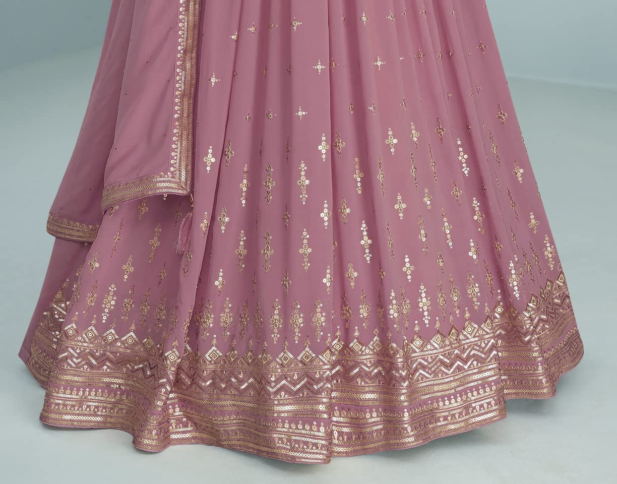 RUDRAPRAYAG Georgette Embroidered Semi-Stitched Gown For Women