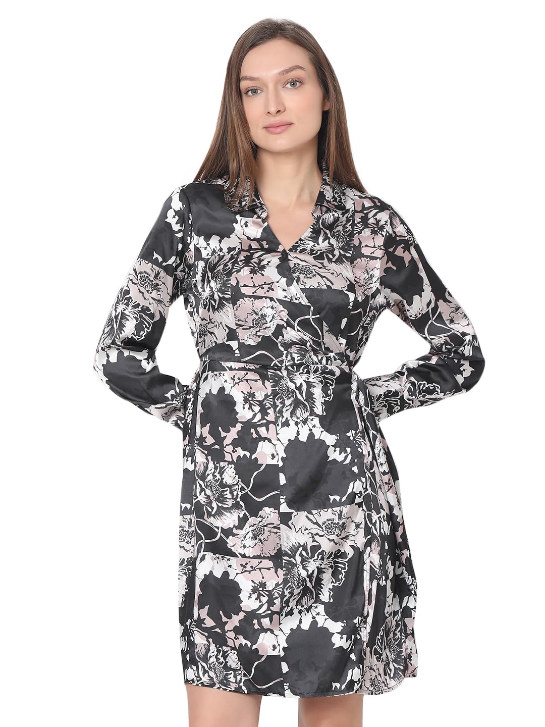 Vero Moda Women's Polyester A-Line Above The Knee Dress (10322871- Black