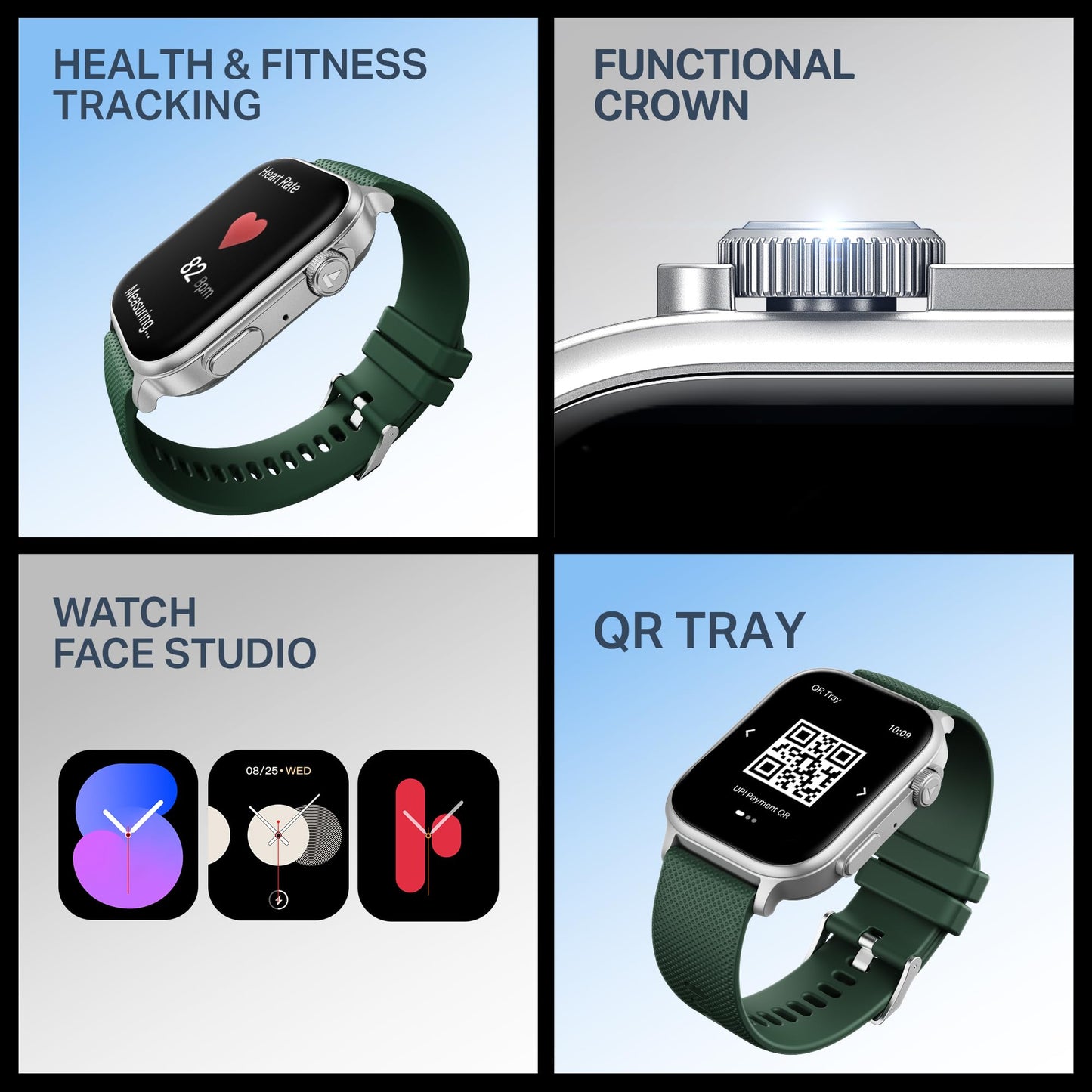 boAt New Launch Storm Infinity Max, 20 Days Maximum Battery, Biggest Battery Capacity Ever! 2.01" (5.1cm) Display, Functional Crown, AI Nudges, BT Calling, Smart Watch for Men & Women (Deep Green)