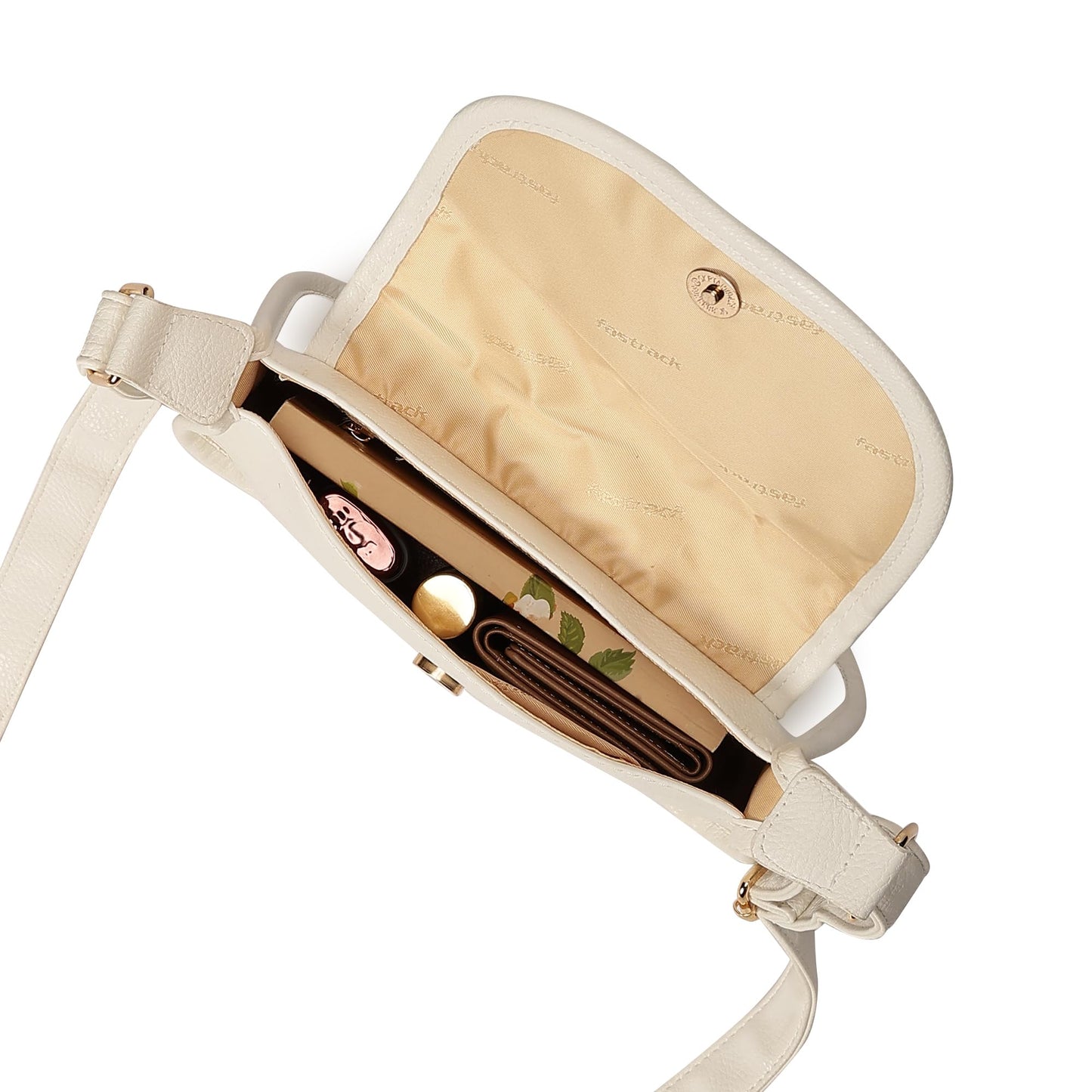 Fastrack Solid Sling Bag with Button Closure for Women, Girls and Laides | Made of Premium Faux Leather | Ladies Purse Handbag | Slings for Casual Carry