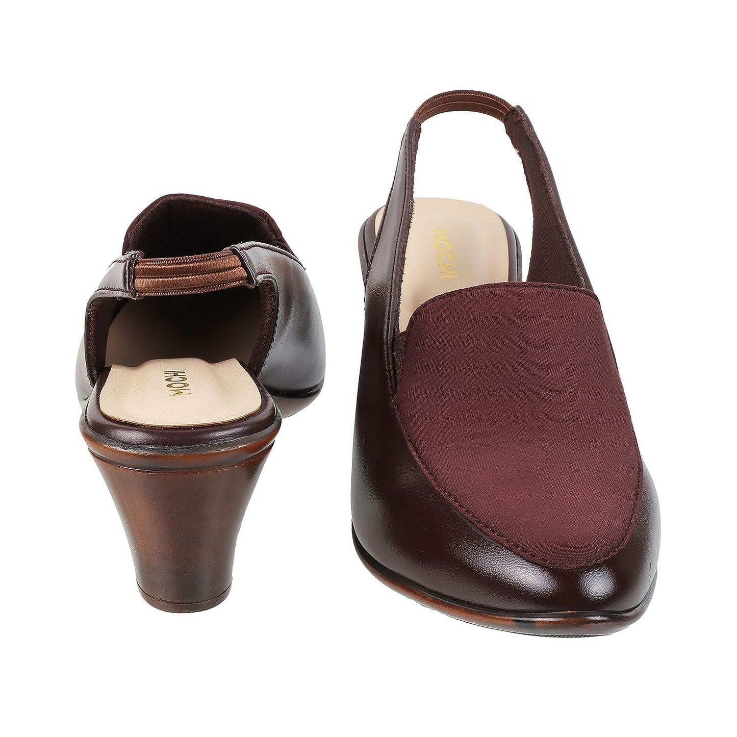 Mochi Women Brown Synthetic Leather Block Heel Shoes UK/6 EU/39 (31-287)