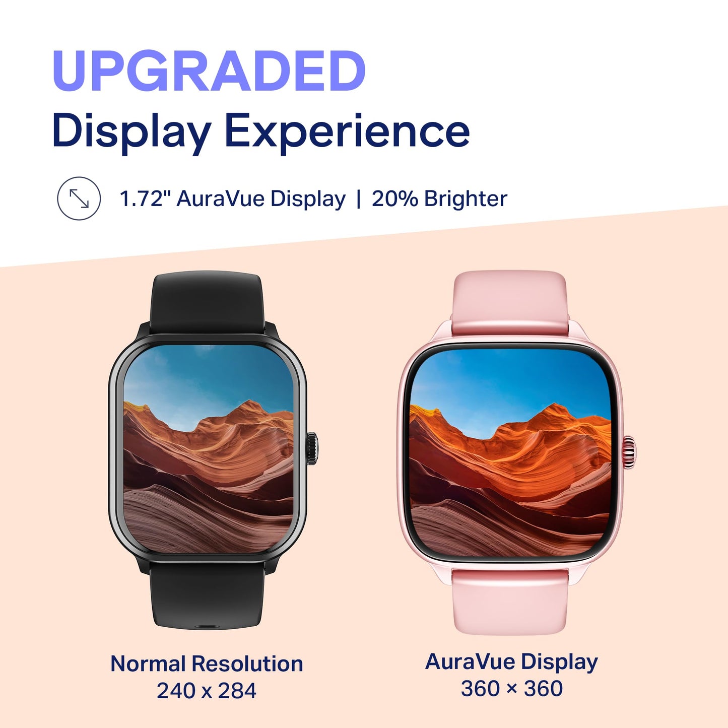 Boat Storm Verge, 1.72" (4.4 cm) Unisex Design, AuraVue Display with 20% Higher Brightness, Premium Metal Body, 80+ Sports Mode, Bluetooth Calling, Smart Watch for Men & Women (Cherry Blossom)